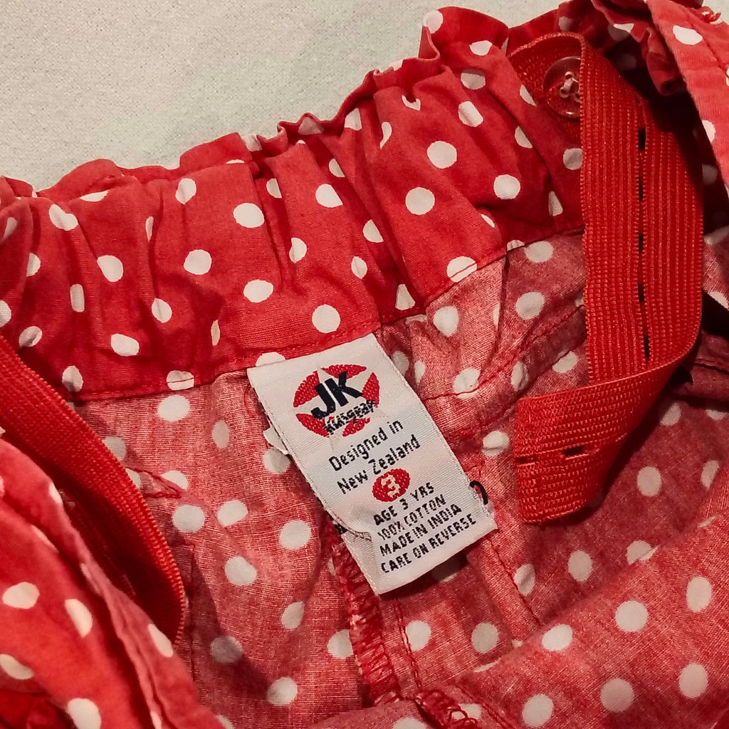 JK shorts size 3 girls polkadot red