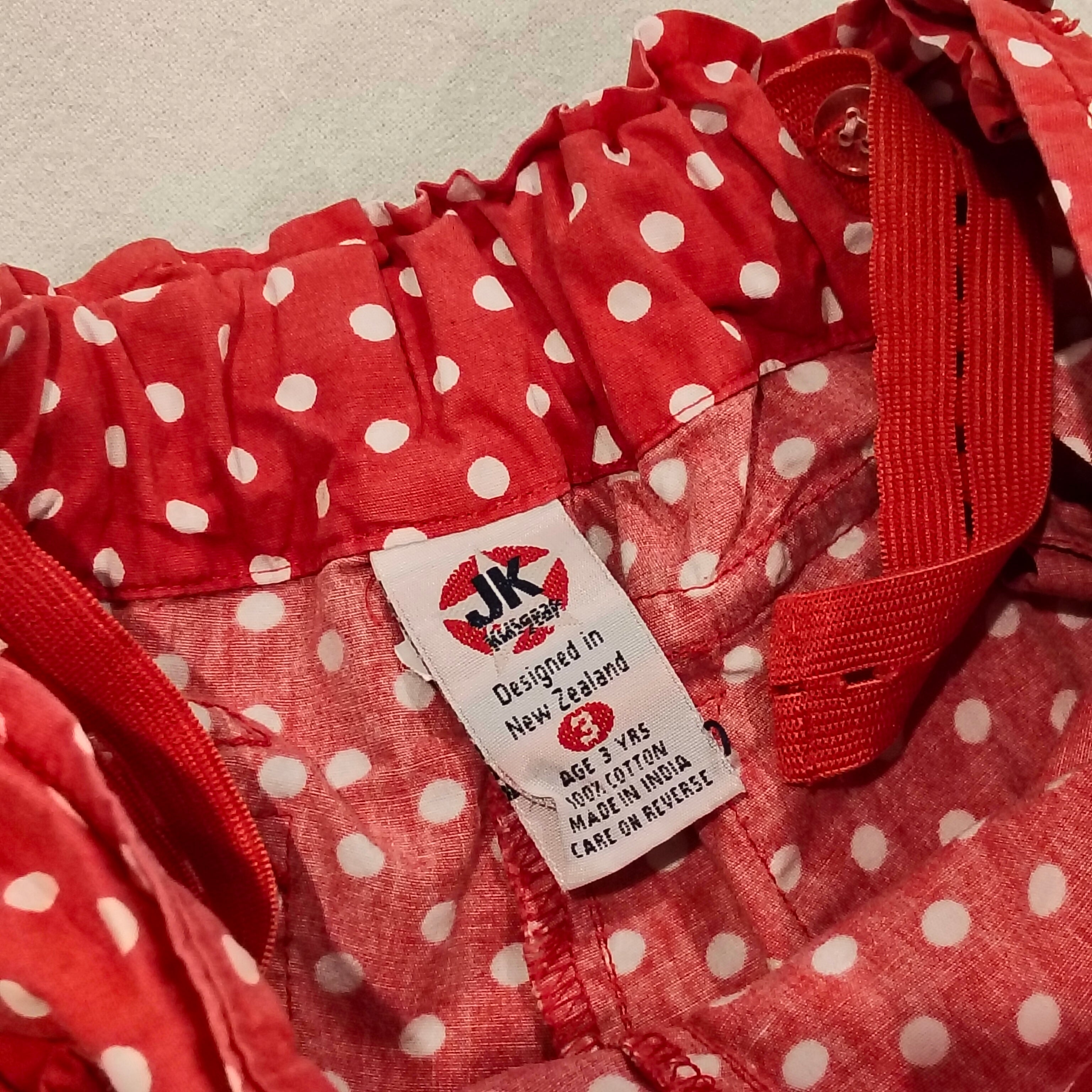 JK shorts size 3 girls polkadot red