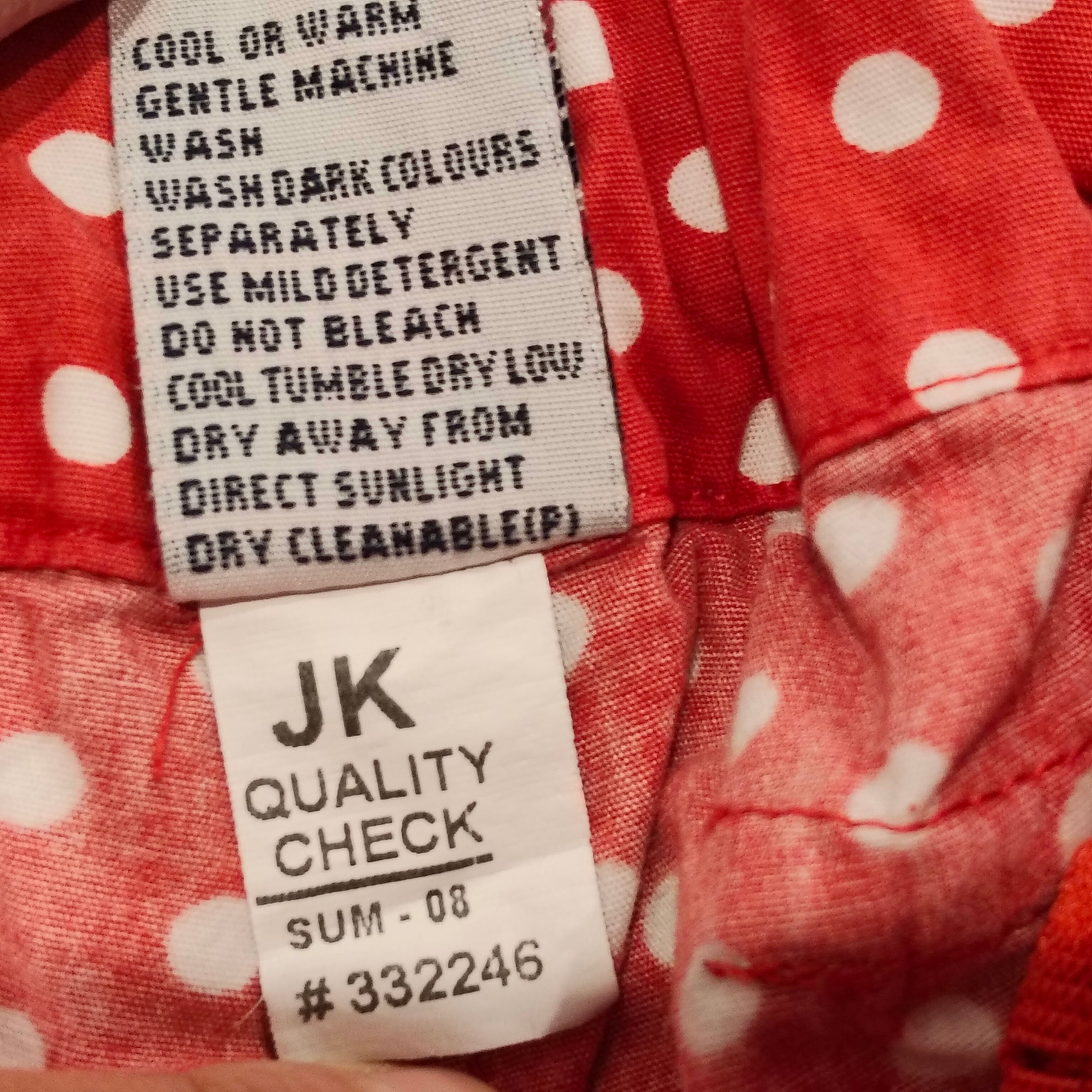 JK shorts size 3 girls polkadot red