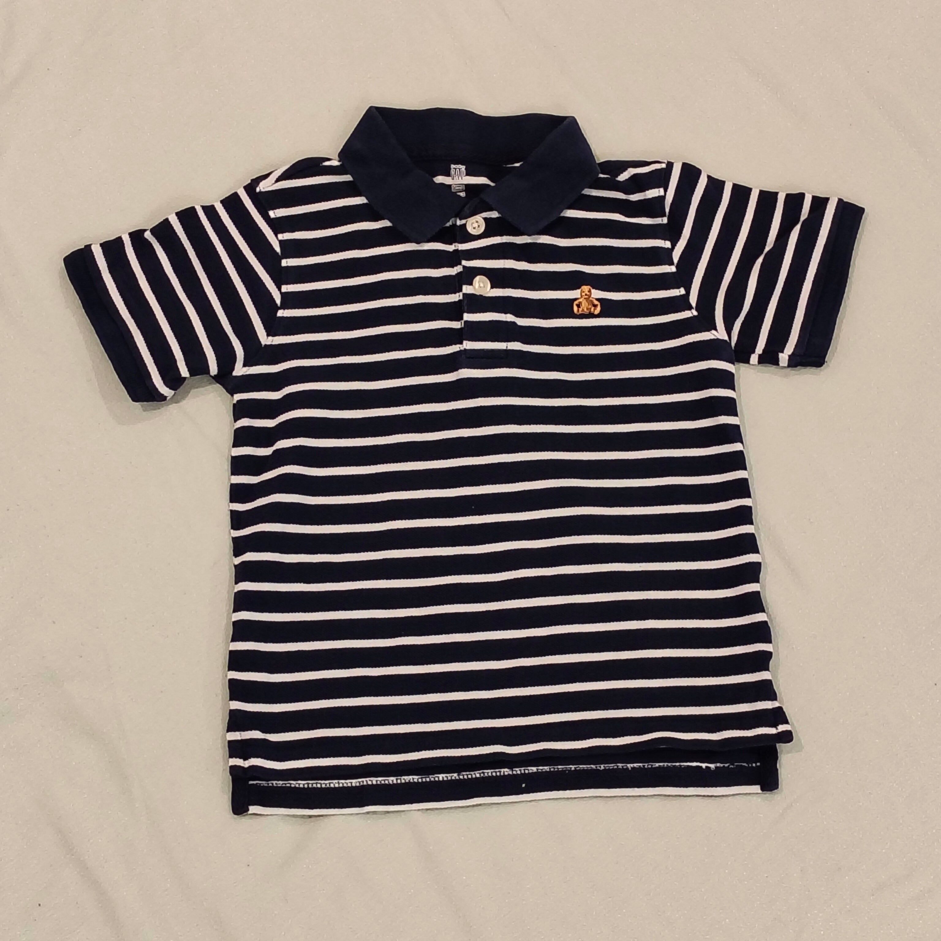 GAP polo top size 4yrs boys short sleeve stripes navy