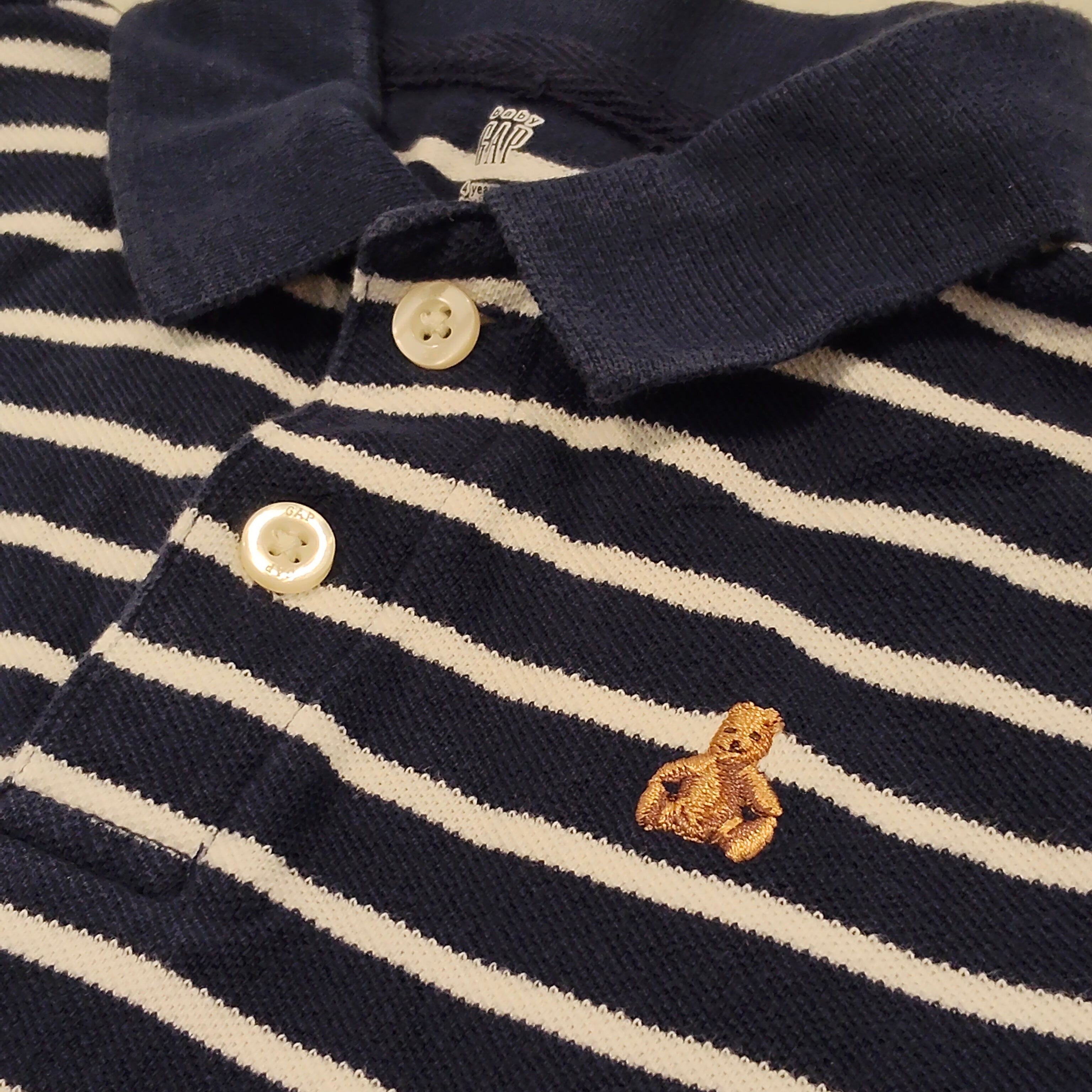 GAP polo top size 4yrs boys short sleeve stripes navy