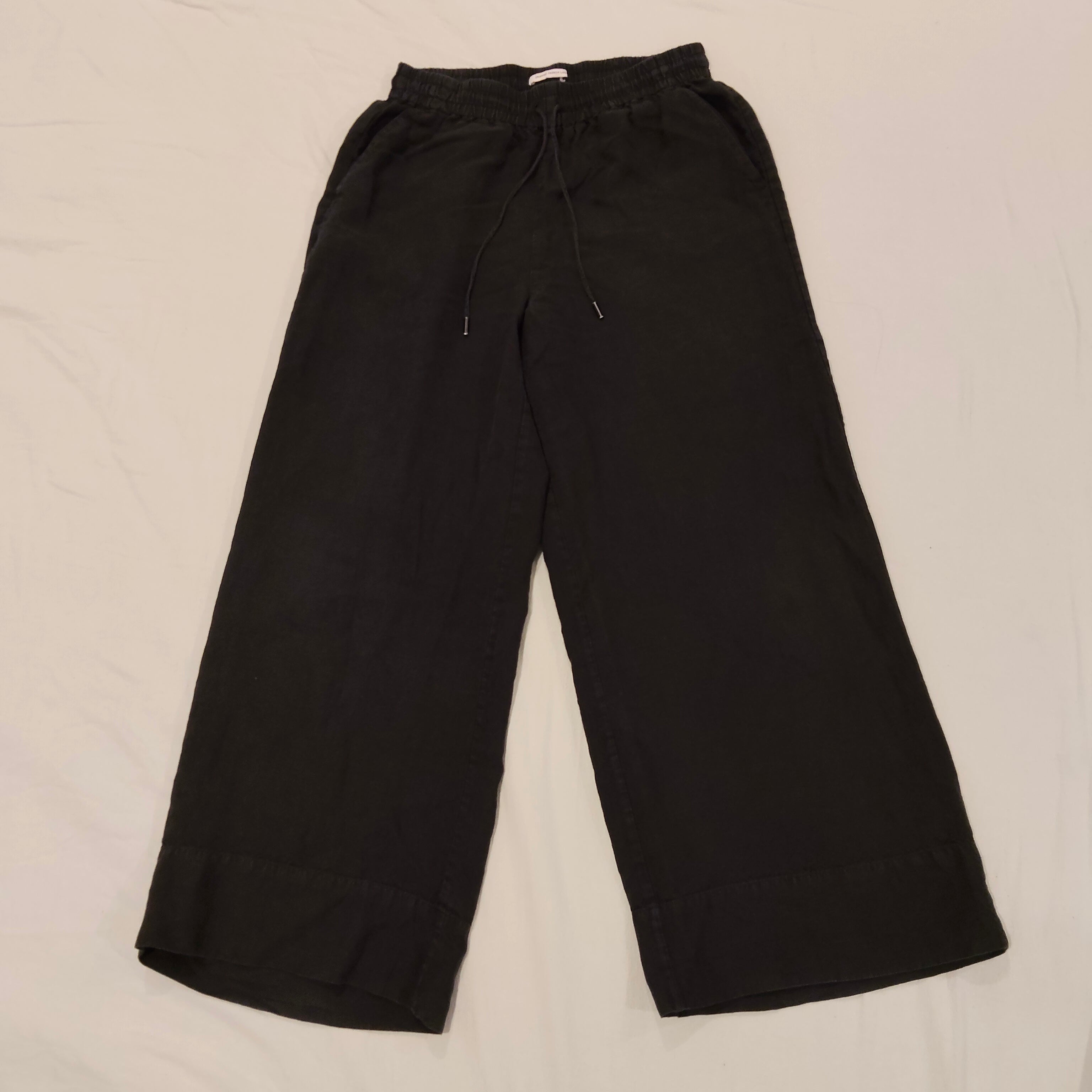 COUNTRY ROAD wide leg pants size 8-10 Womens Organic Linen black