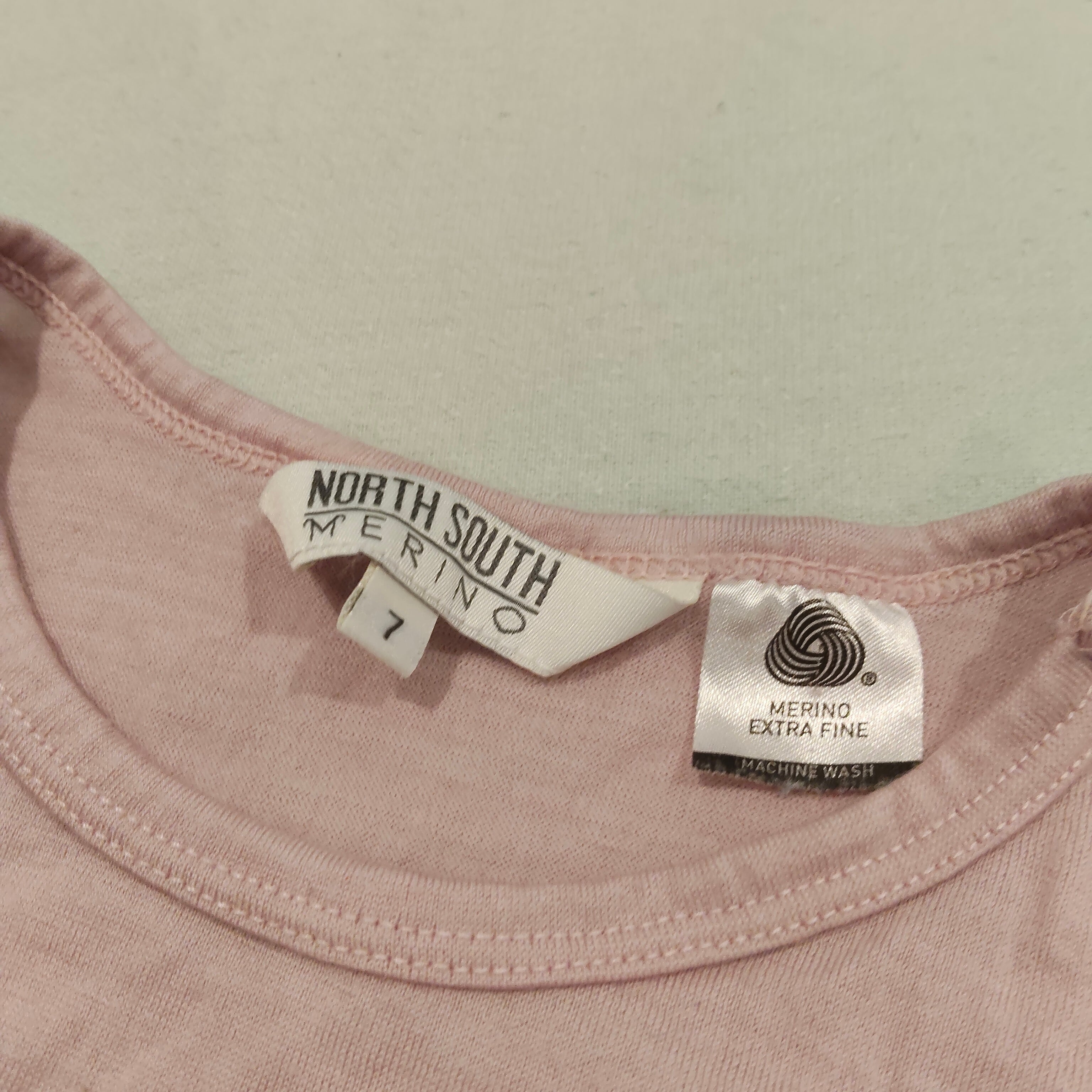 NORTH SOUTH Merino top size 7yrs girls pink butterfly long sleeve