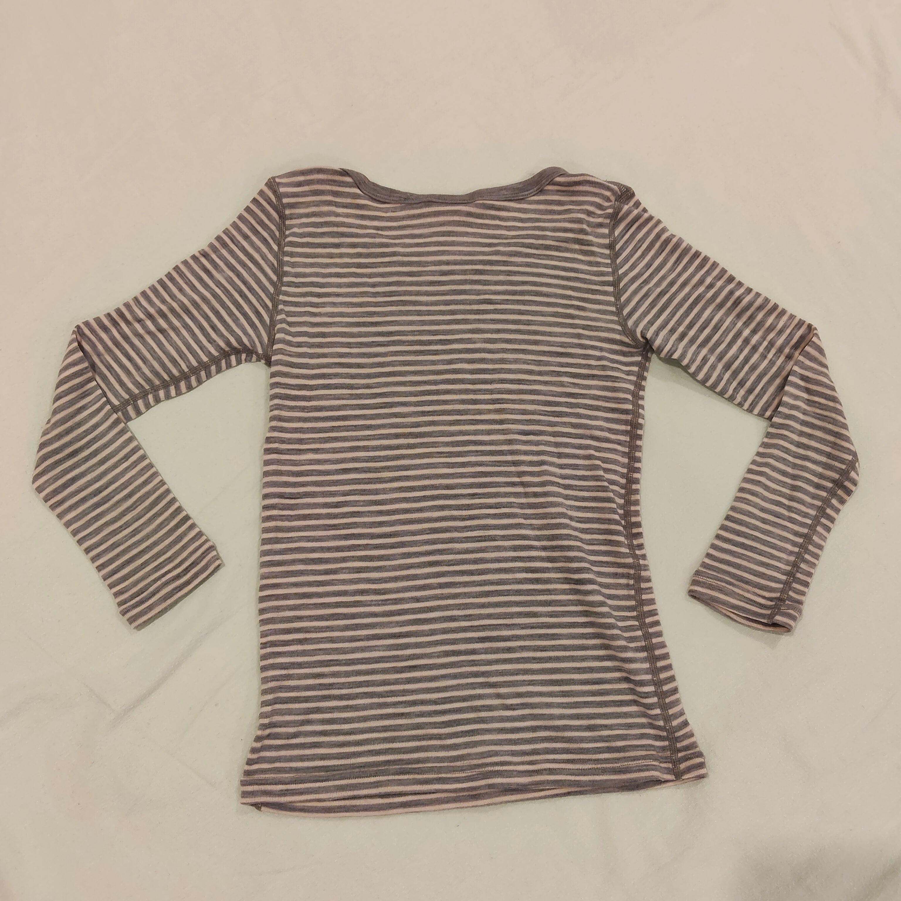 CROWN RANGE Merino top size 8yrs unisex kids grey stripes