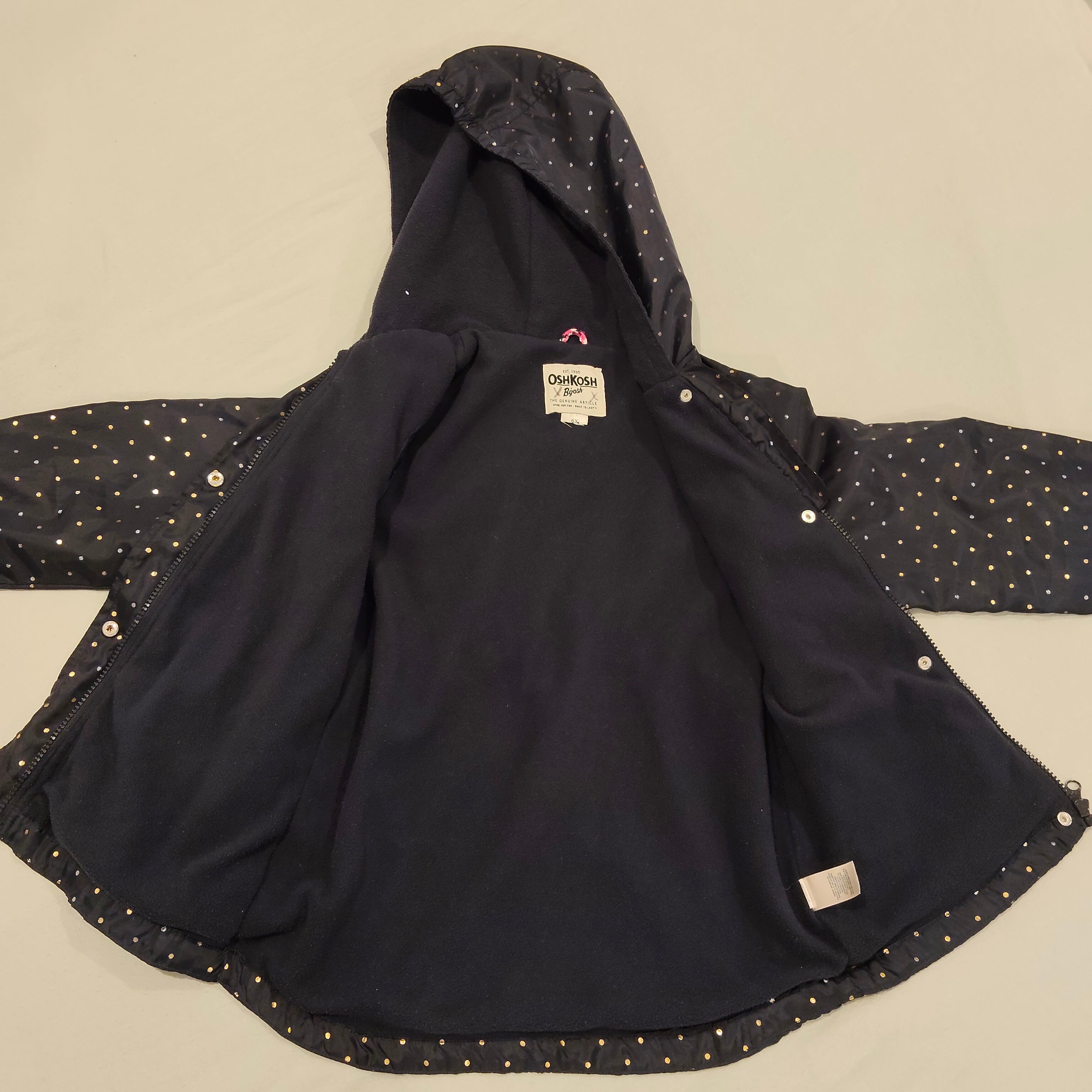 OSHKOSH B'GOSH jacket size 6yrs girls navy polka dot
