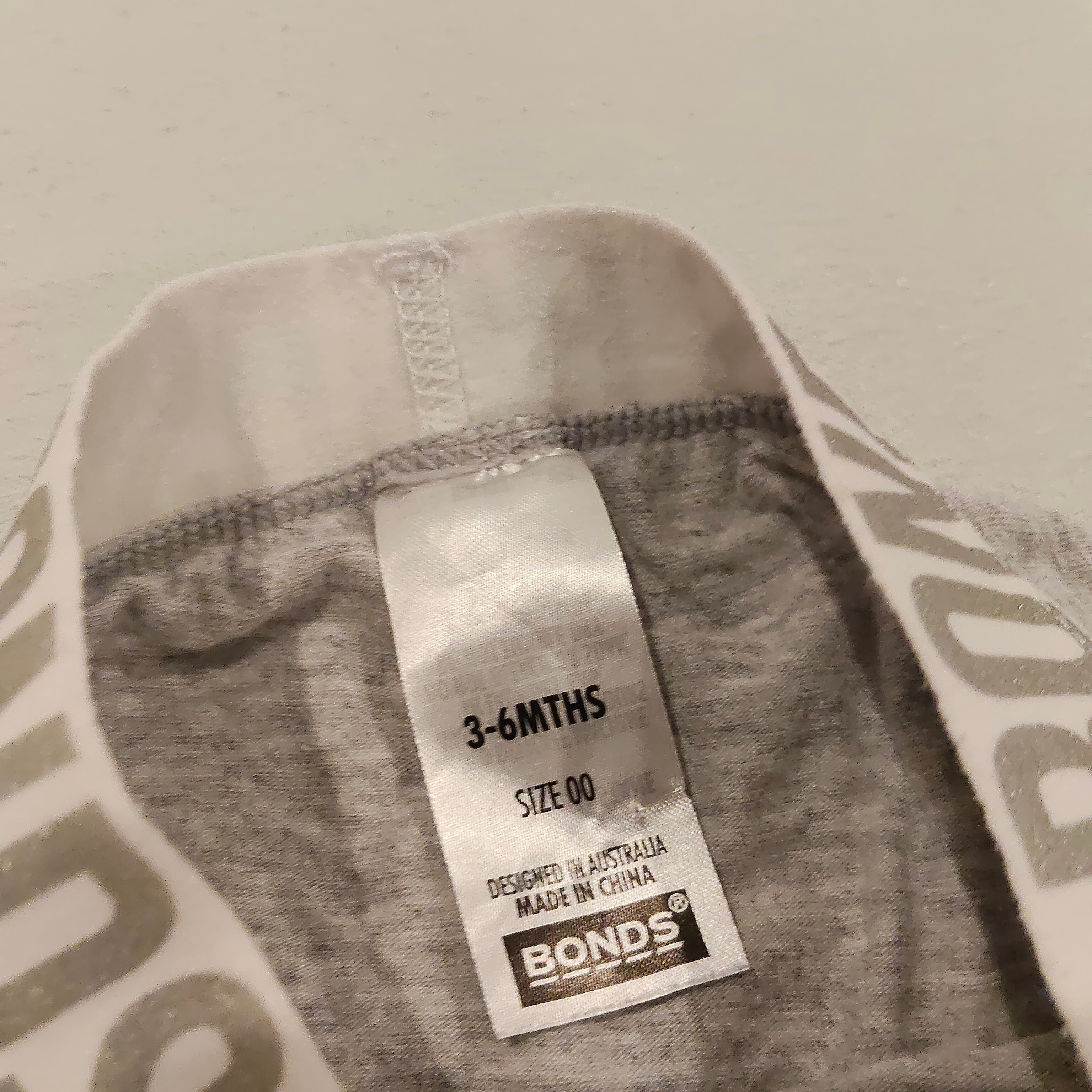 BONDS leggings size 3-6m baby grey