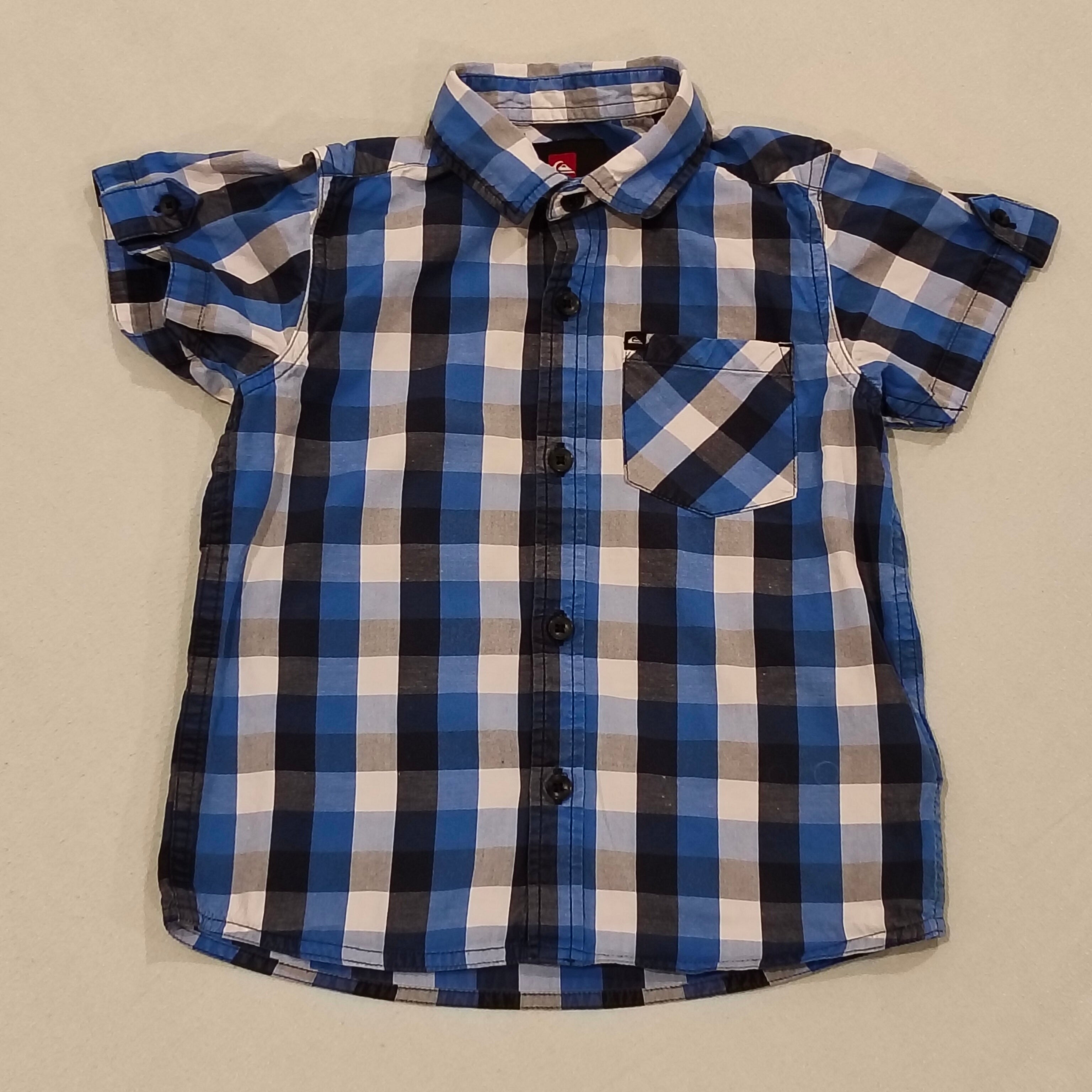 QUIKSILVER shirt size 5 boys short sleeve checkered