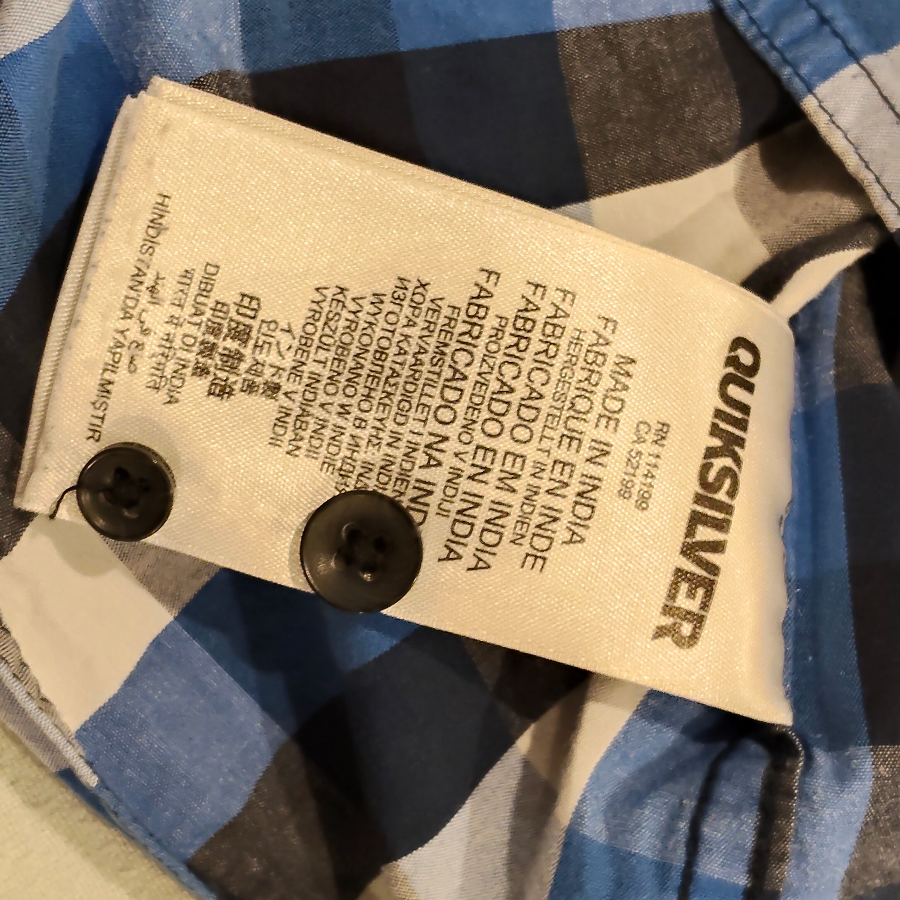 QUIKSILVER shirt size 5 boys short sleeve checkered