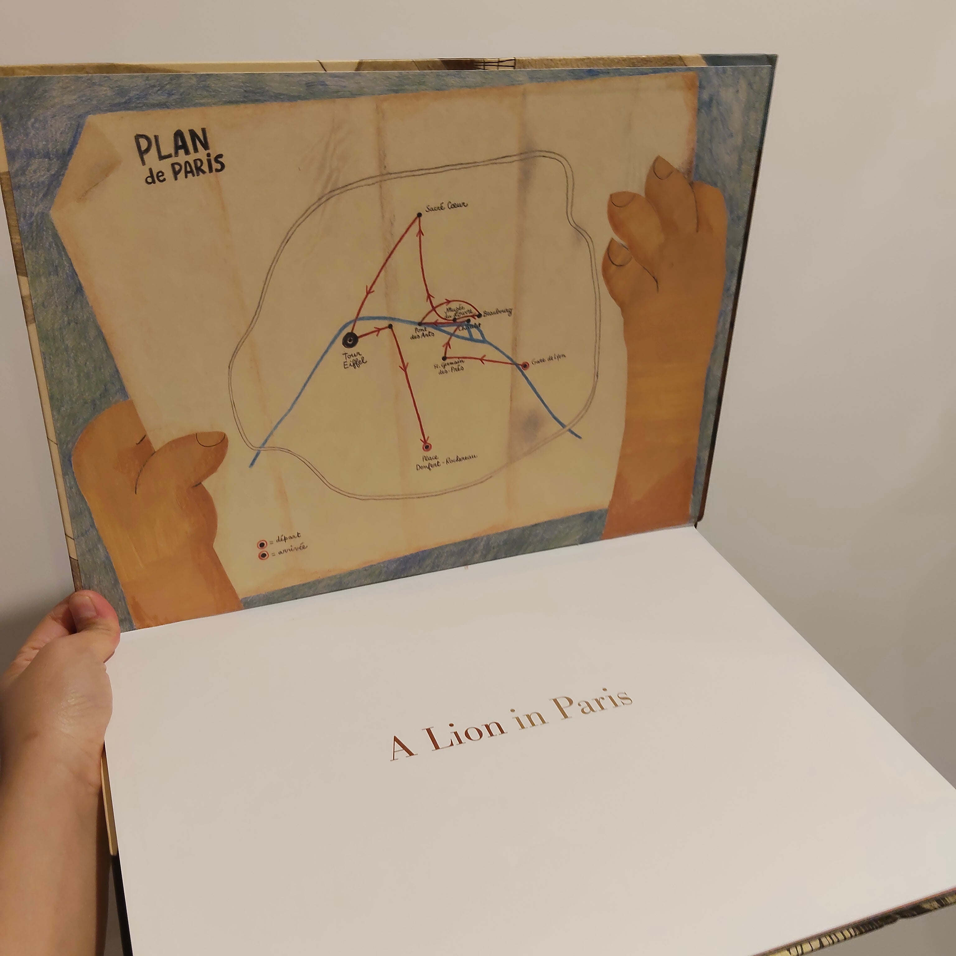 A Lion in Paris by Beatrice Alemagna Hardcover Book Large