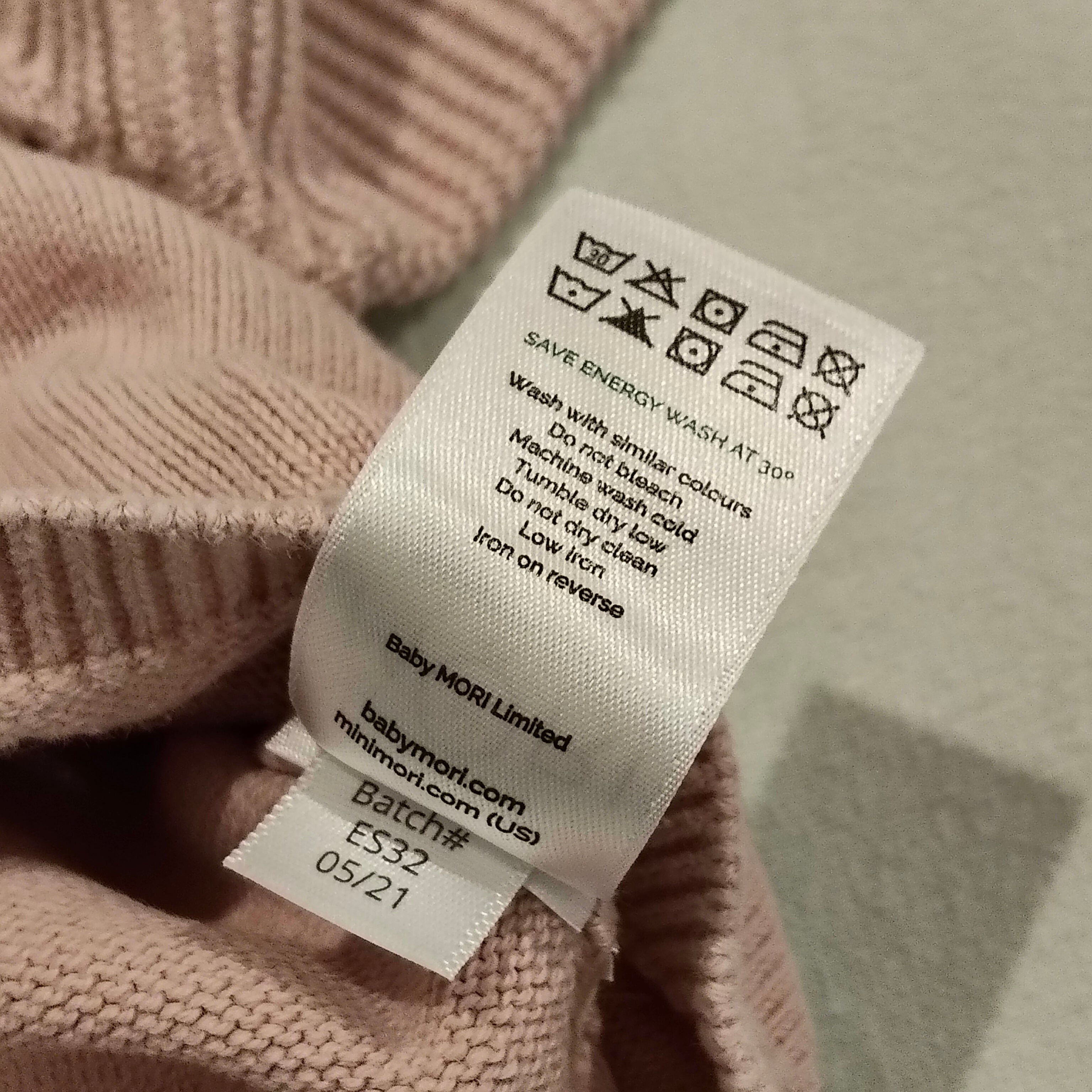 MORI knit jumper size 0-3m baby girls pink