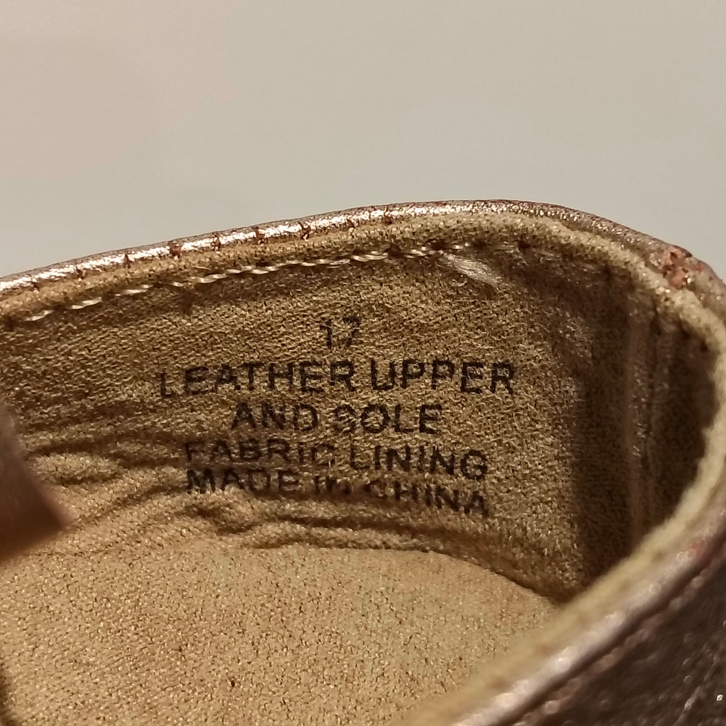 COUNTRY ROAD leather baby girls size 17 (3-6m) rose gold bow flats shoes