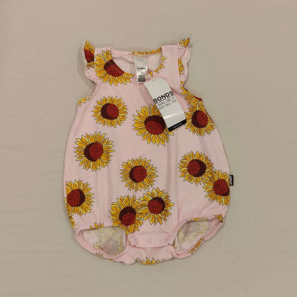 New BONDS Frill Bubblesuit size 12-18m baby girls Sunflower