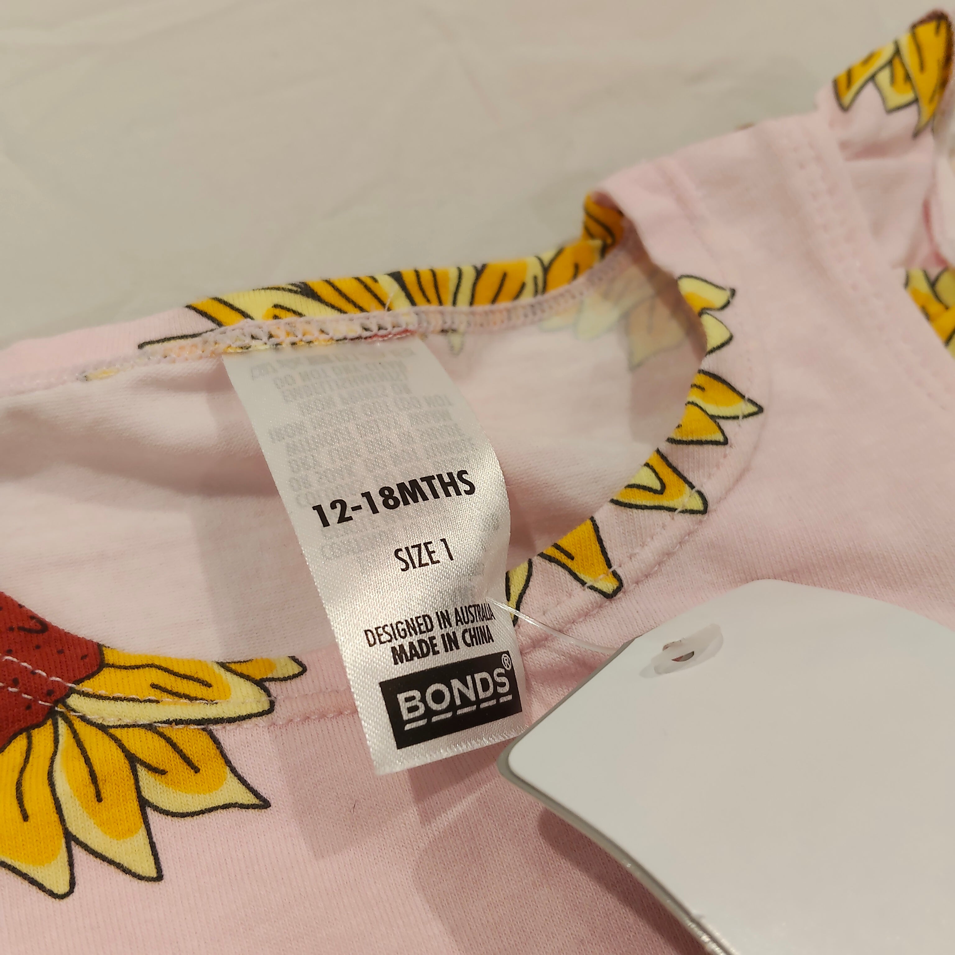 New BONDS Frill Bubblesuit size 12-18m baby girls Sunflower