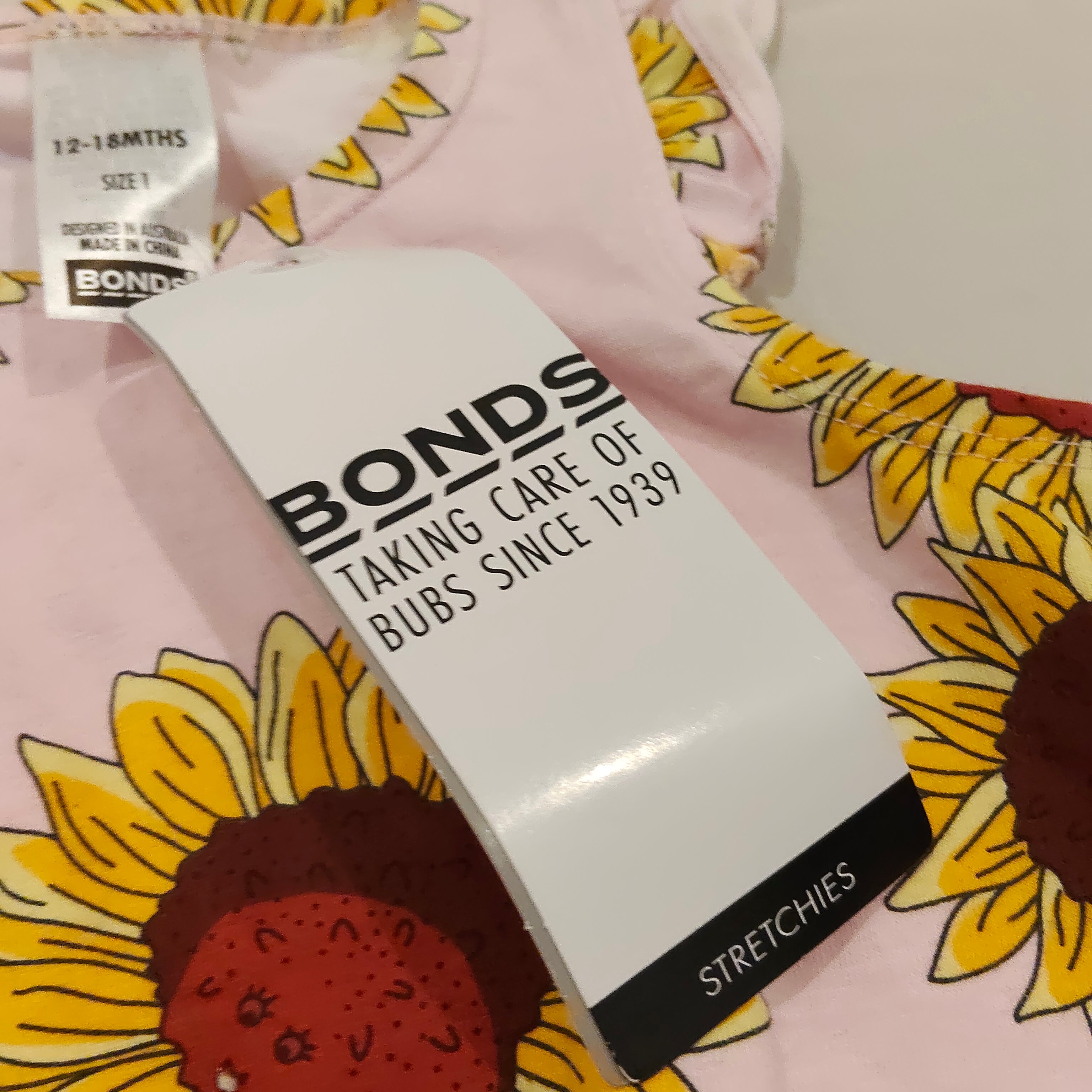 New BONDS Frill Bubblesuit size 12-18m baby girls Sunflower