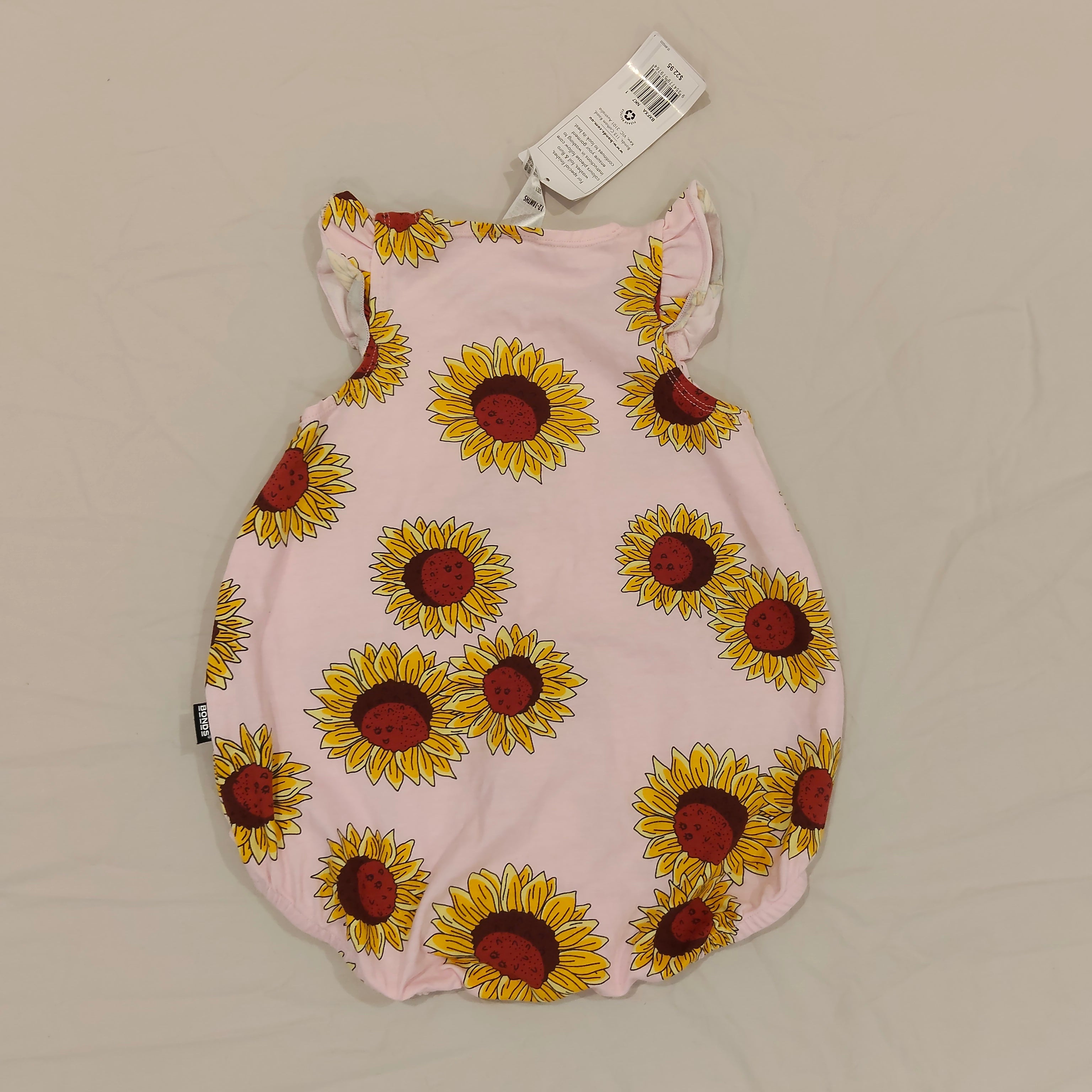 New BONDS Frill Bubblesuit size 12-18m baby girls Sunflower