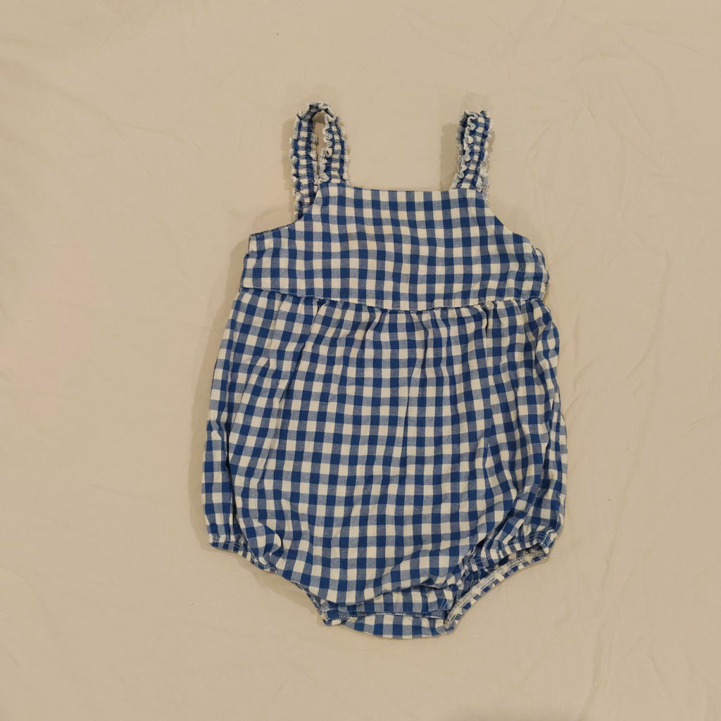 NATURE BABY romper size 2yrs girls organic cotton blue gingham