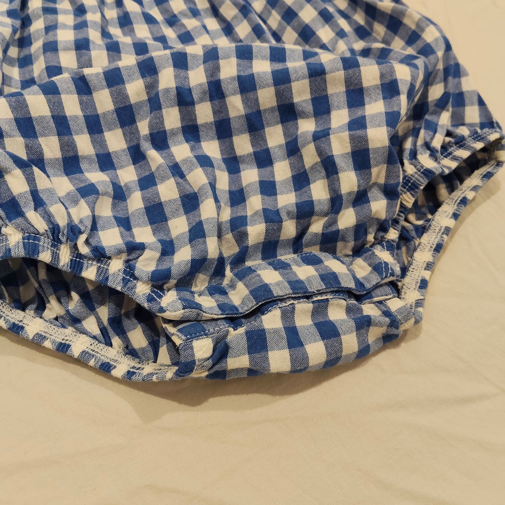 NATURE BABY romper size 2yrs girls organic cotton blue gingham