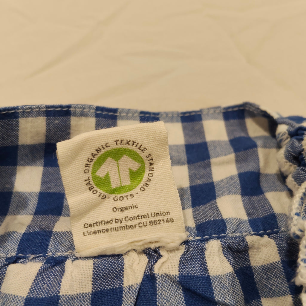 NATURE BABY romper size 2yrs girls organic cotton blue gingham