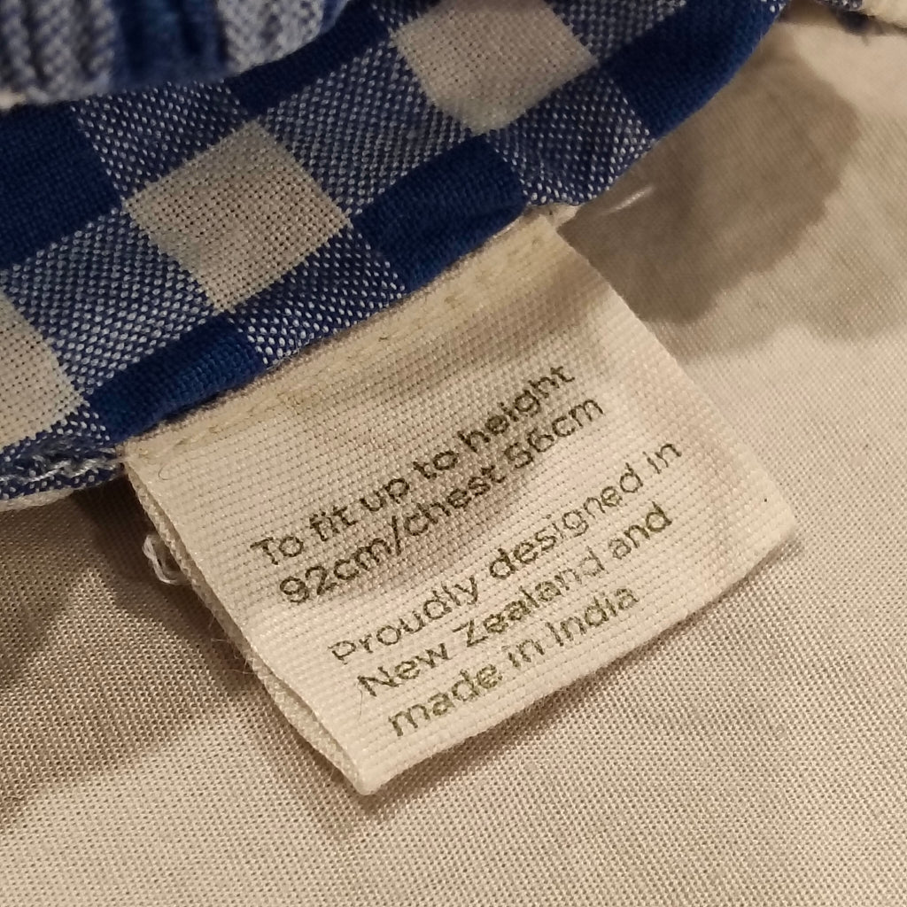 NATURE BABY romper size 2yrs girls organic cotton blue gingham