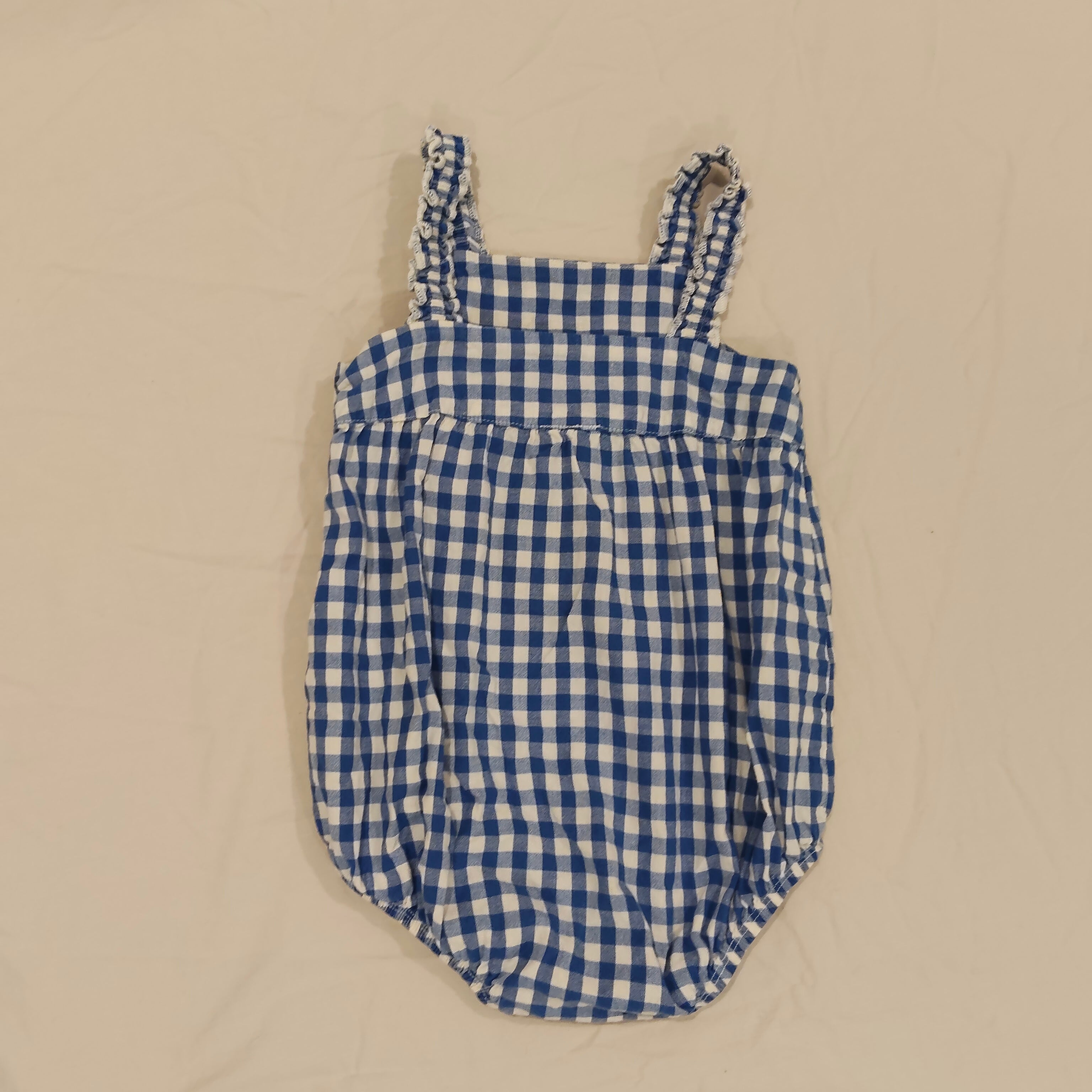 NATURE BABY romper size 2yrs girls organic cotton blue gingham