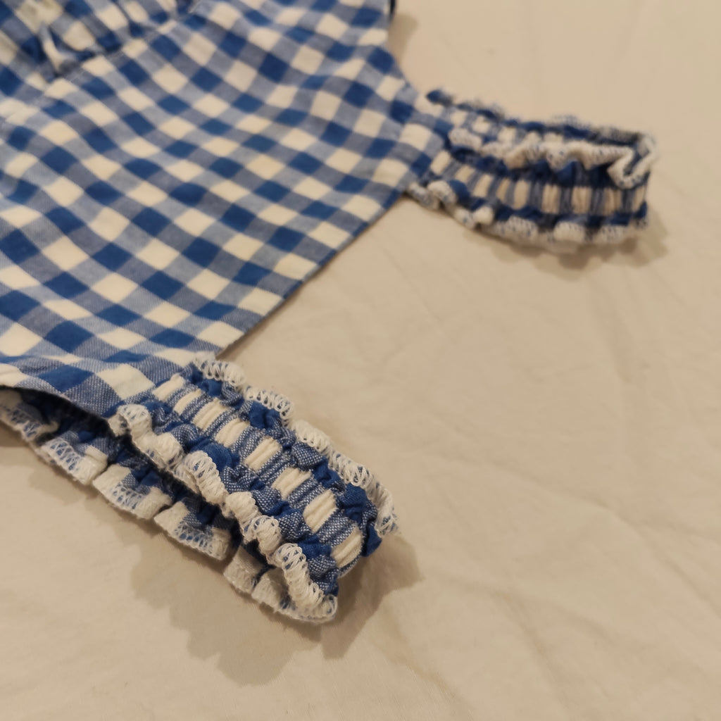 NATURE BABY romper size 2yrs girls organic cotton blue gingham
