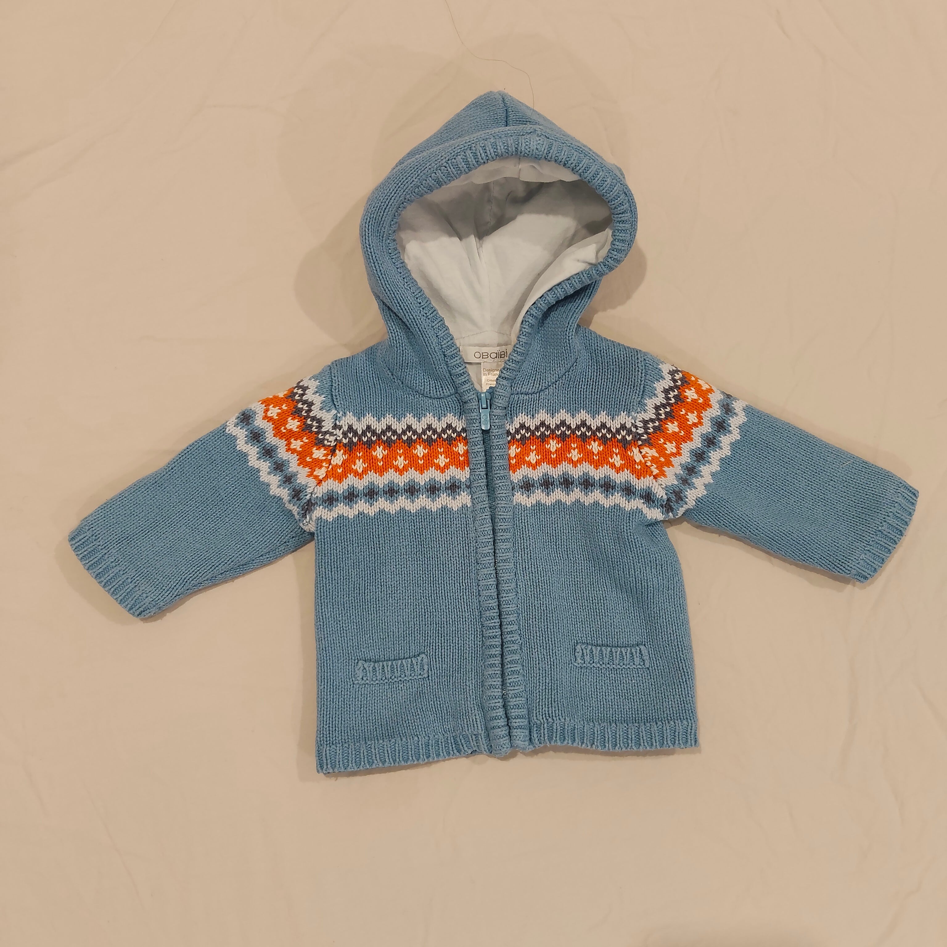 OBAIBI knit zip hoodie size 0-3m baby