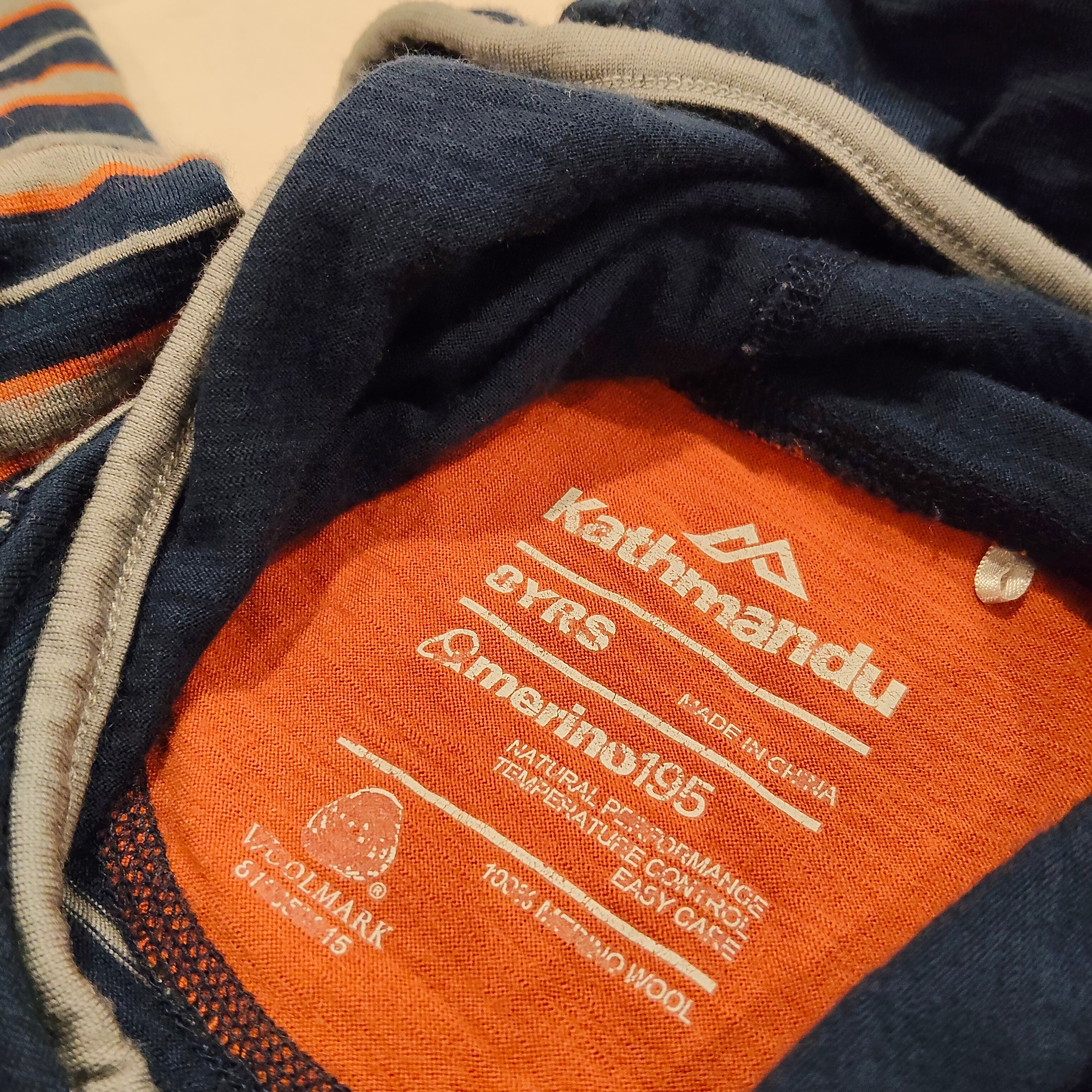 KATHMANDU Merino hoodie size 8y boys stripes