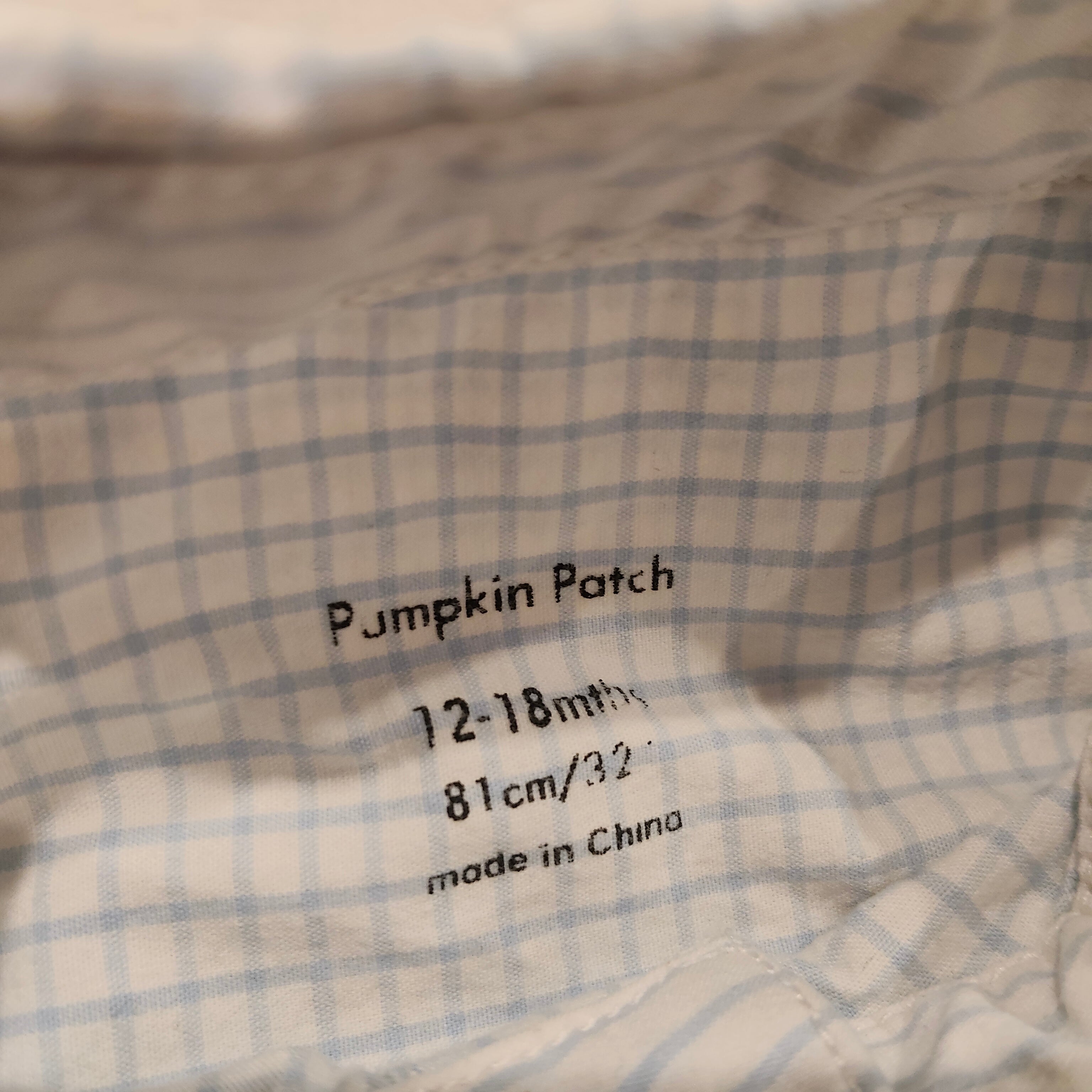 PUMPKIN PATCH shirt size 12-18m boys checkered