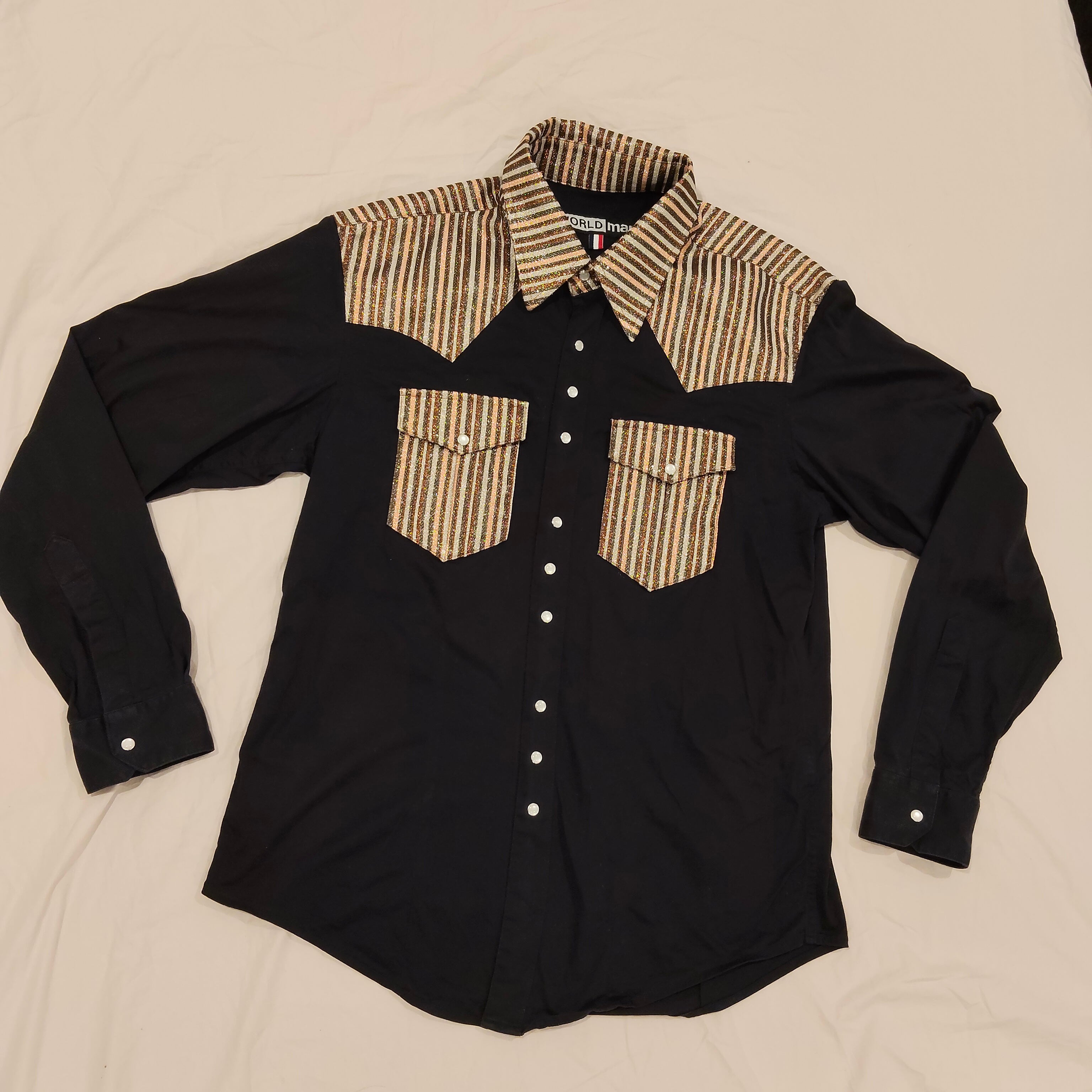 WORLD shirt size L Mens navy & bronze
