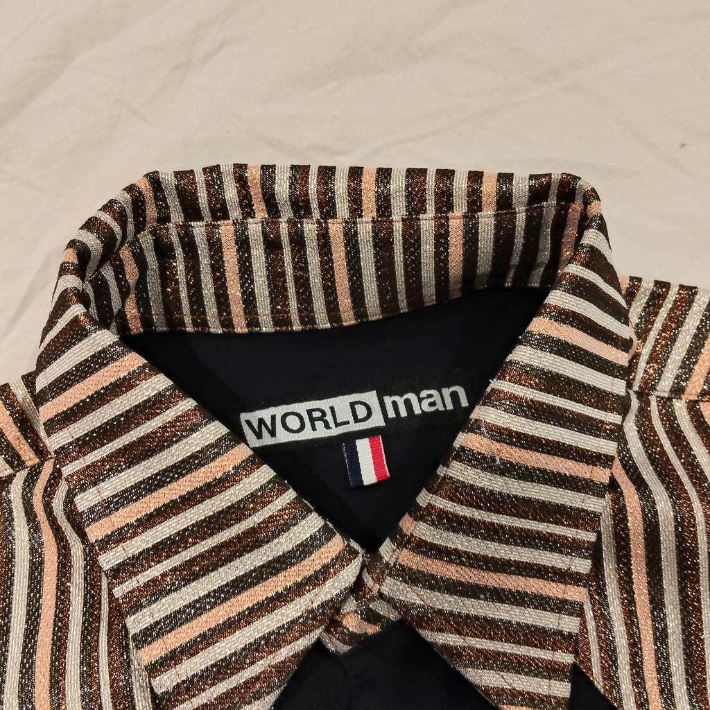 WORLD shirt size L Mens navy & bronze