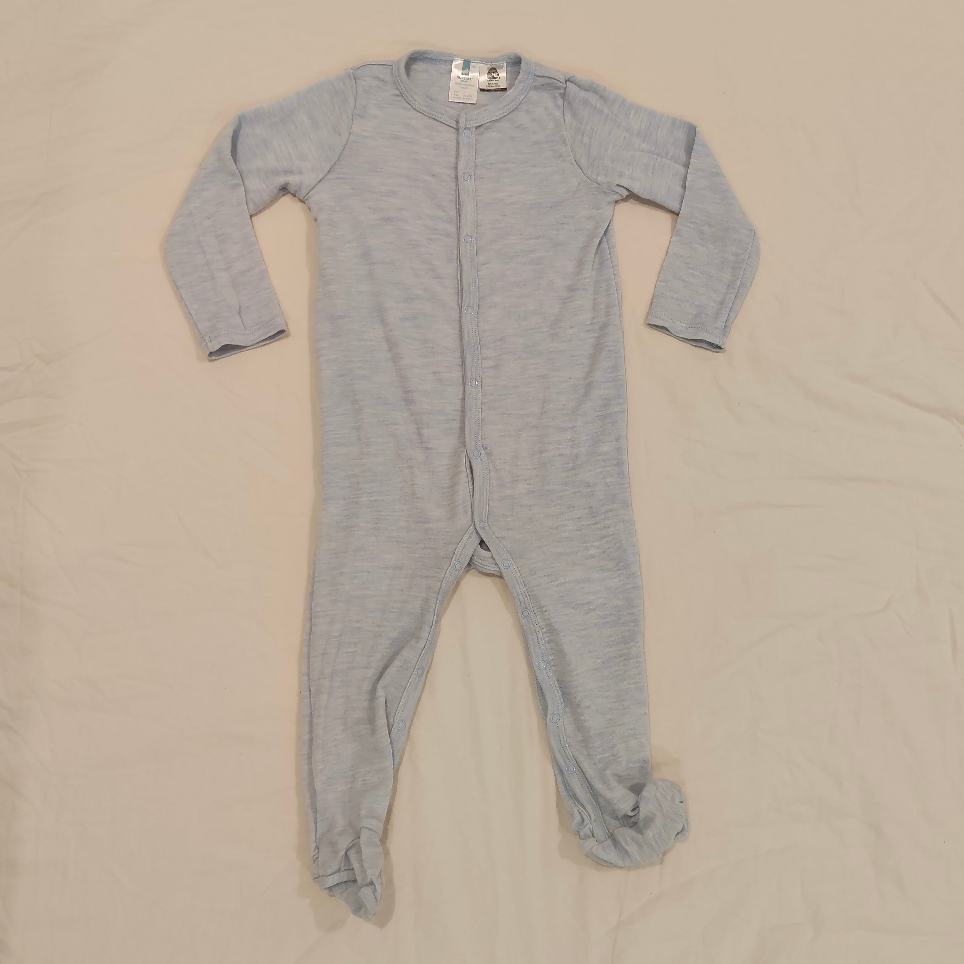 SUPERFIT 100& Merino onesie size 18-24m baby blue