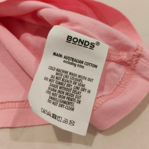 BONDS top size 12-18m baby girls pink short sleeve Panda
