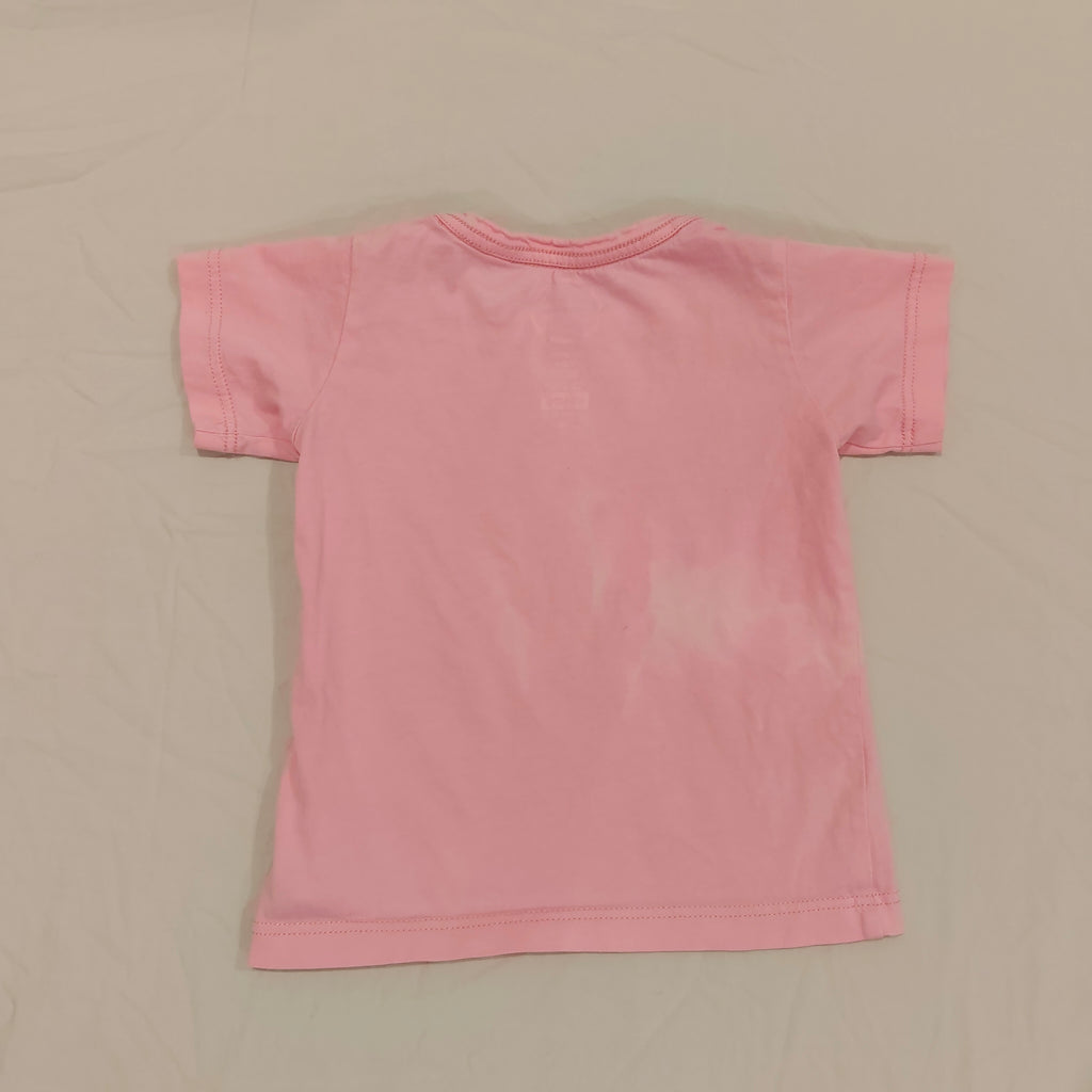 BONDS top size 12-18m baby girls pink short sleeve Panda