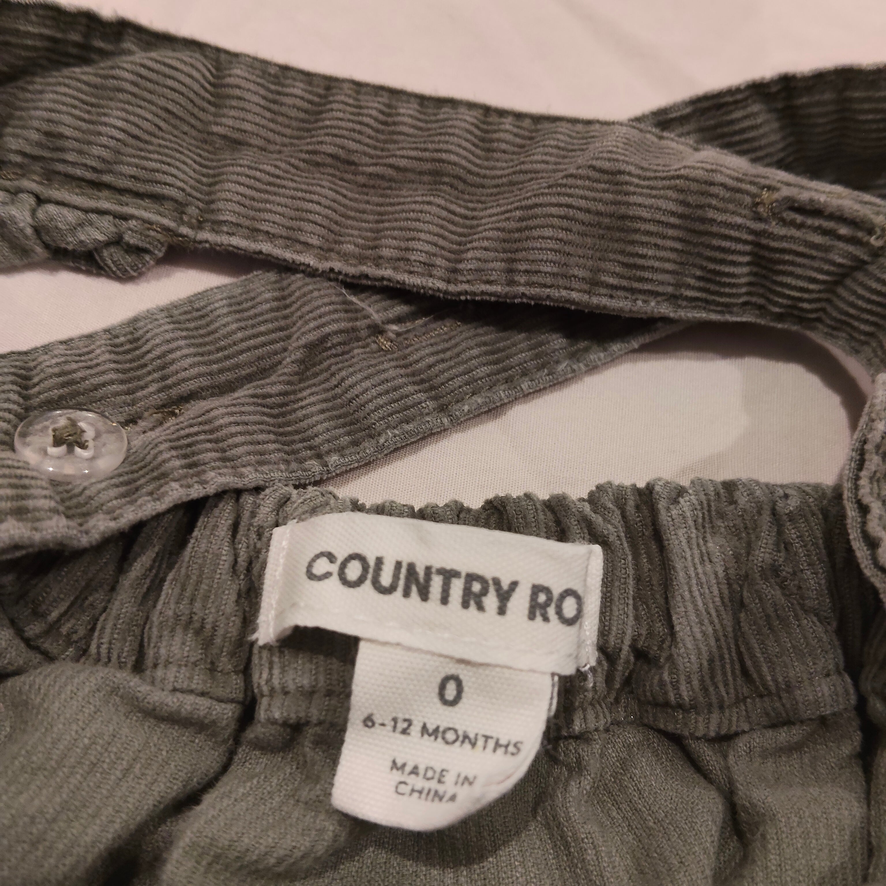 COUNTRY ROAD overall size 6-12m baby girls olive green ruffle dungarees