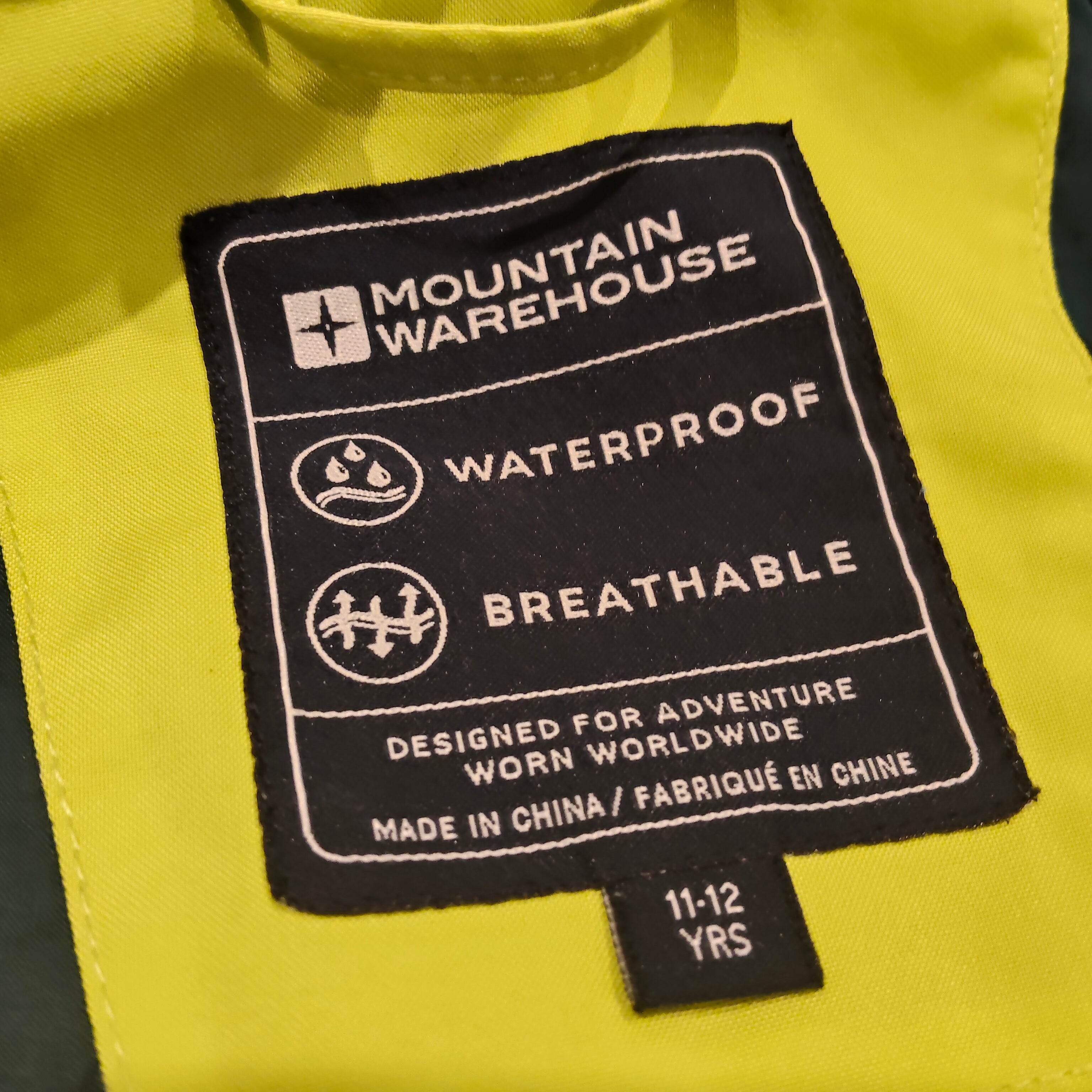 MOUNTAIN WAREHOUSE rain jacket size 11-12y boys