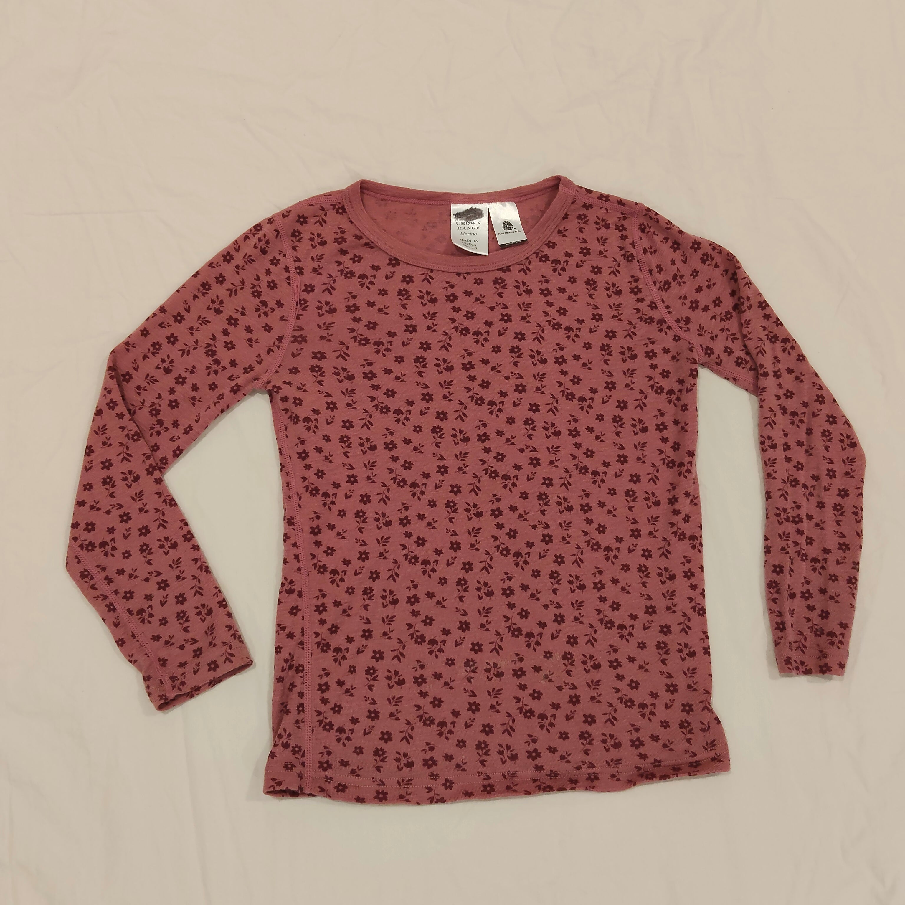 CROWN RANGE 100% Merino top size 10 girls long sleeve