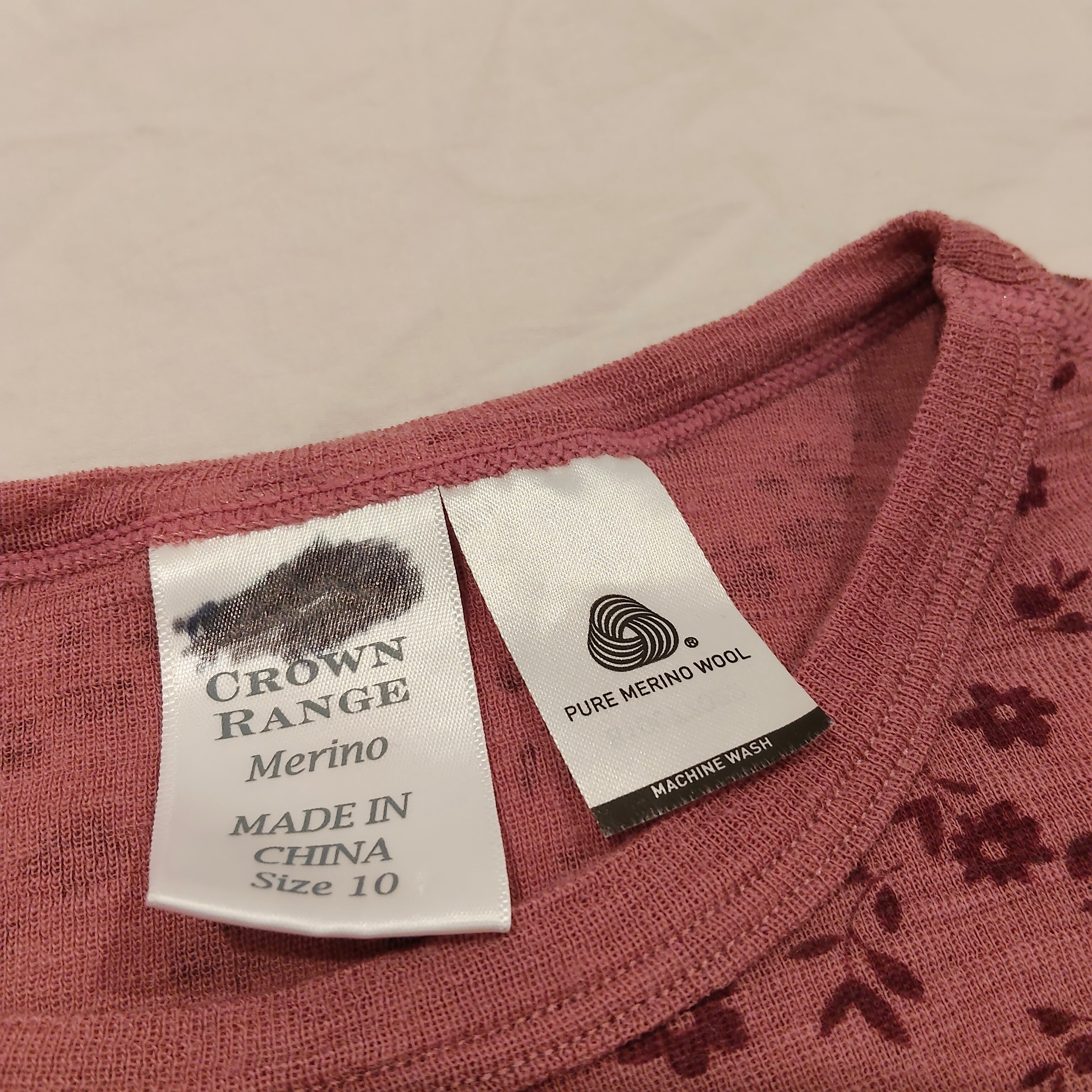 CROWN RANGE 100% Merino top size 10 girls long sleeve
