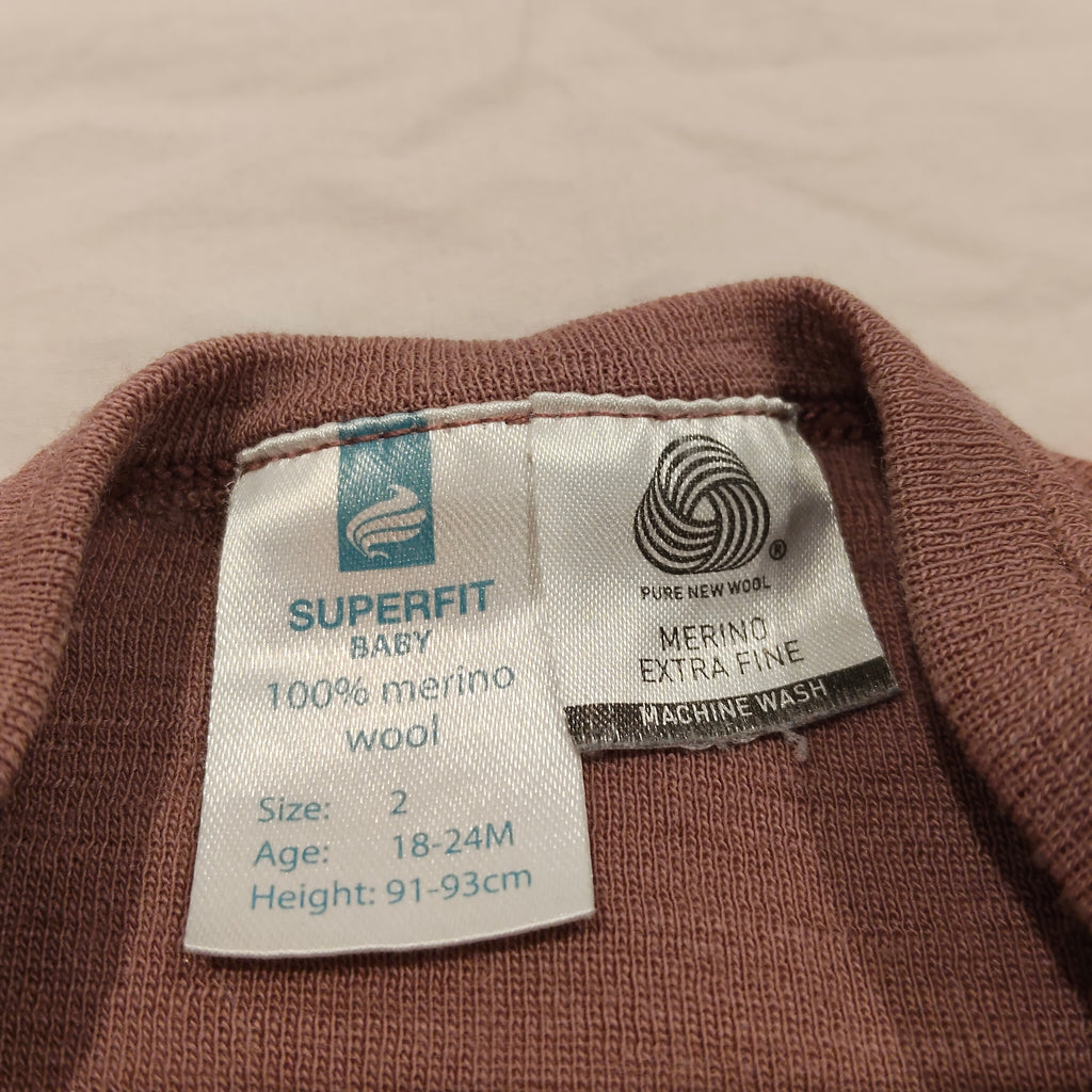 SUPERFIT 100% Merino bodysuit size 18-24m