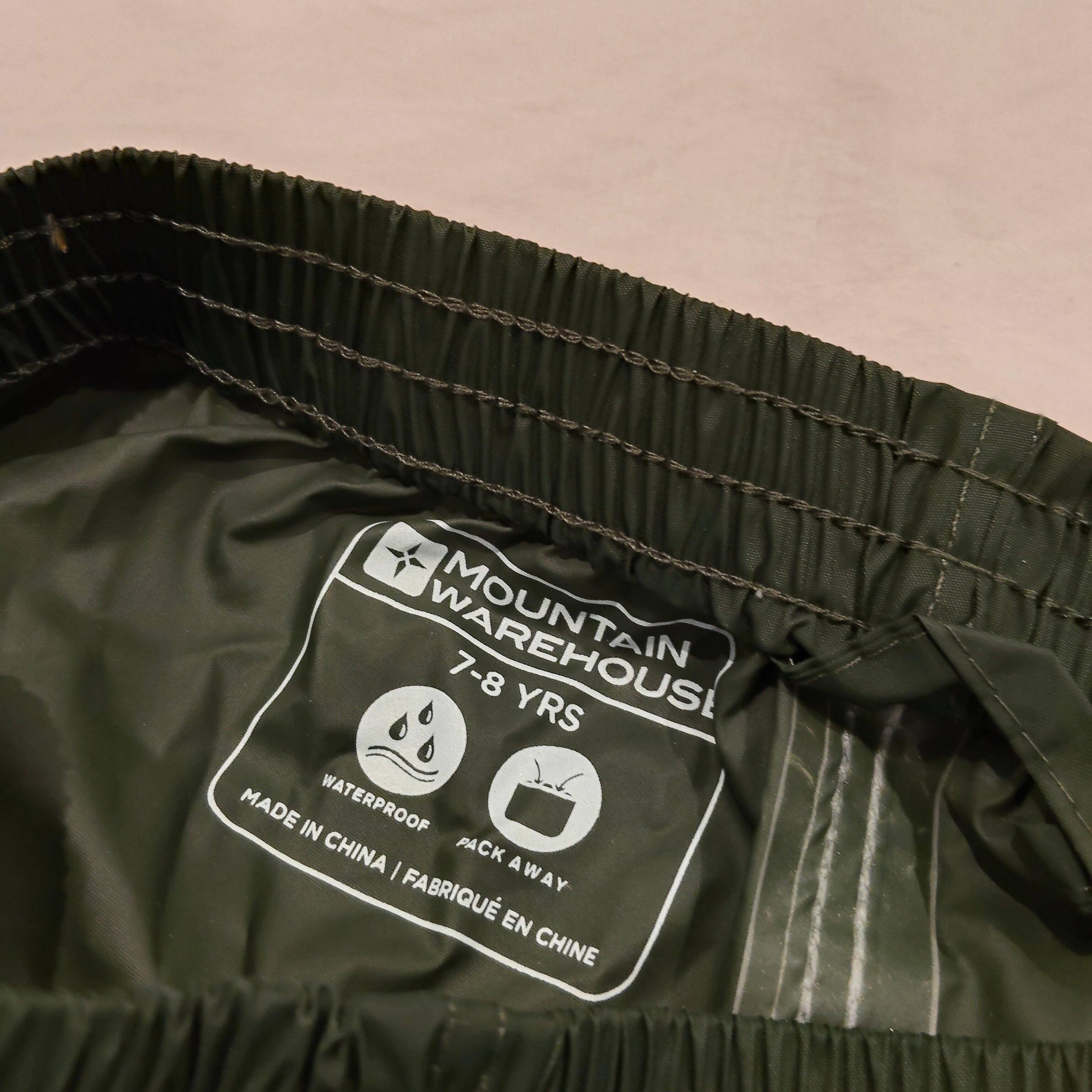 MOUNTAIN WAREHOUSE waterproof pants size 7-8yrs pack away ISOORY unisex
