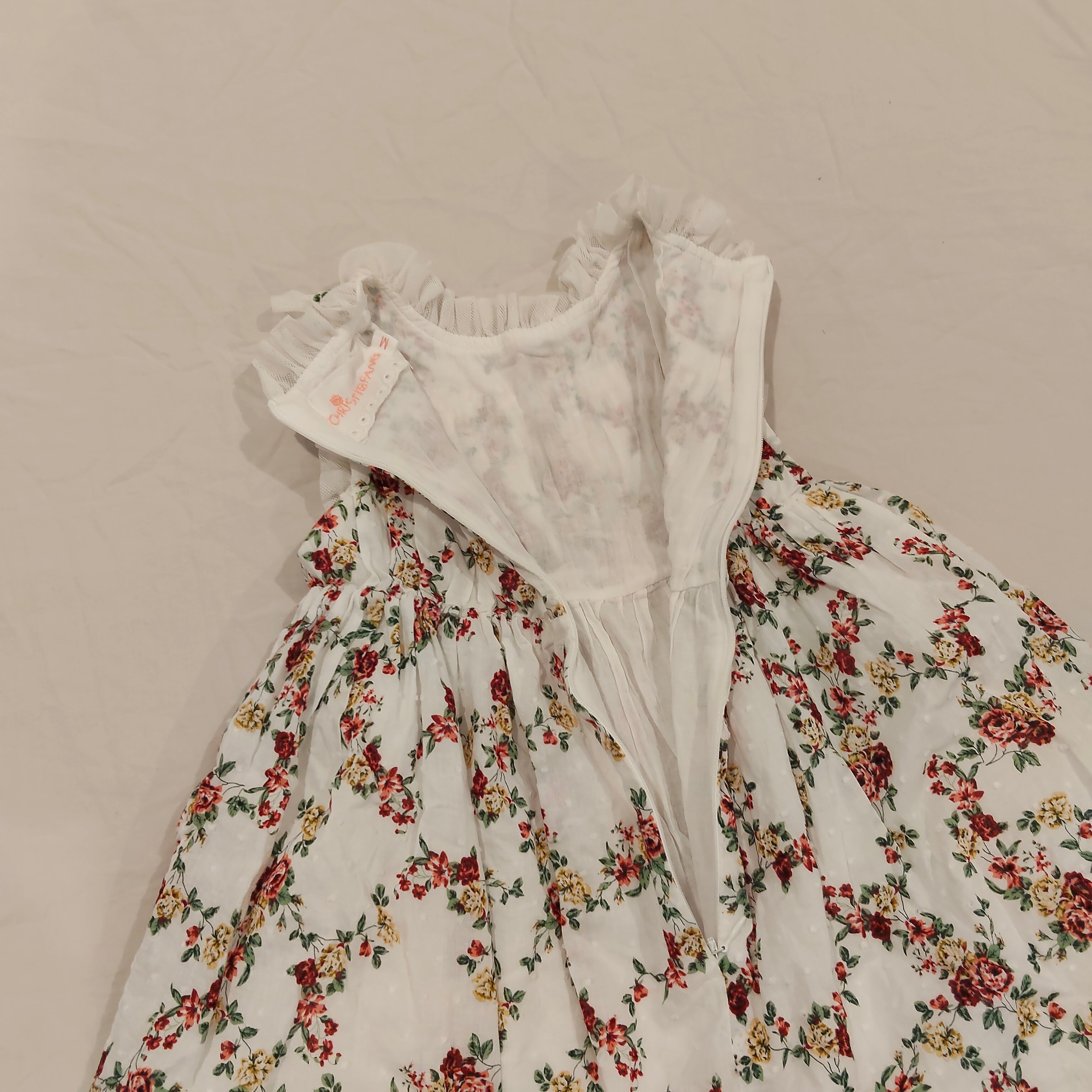 CHRISTINE FANG Floral Dress with Frill in White size M girls (3-4yrs)