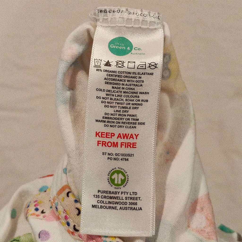Little Green & Co. Onesie size 12-18m baby - prints by Melbourne artist Laura Blythman