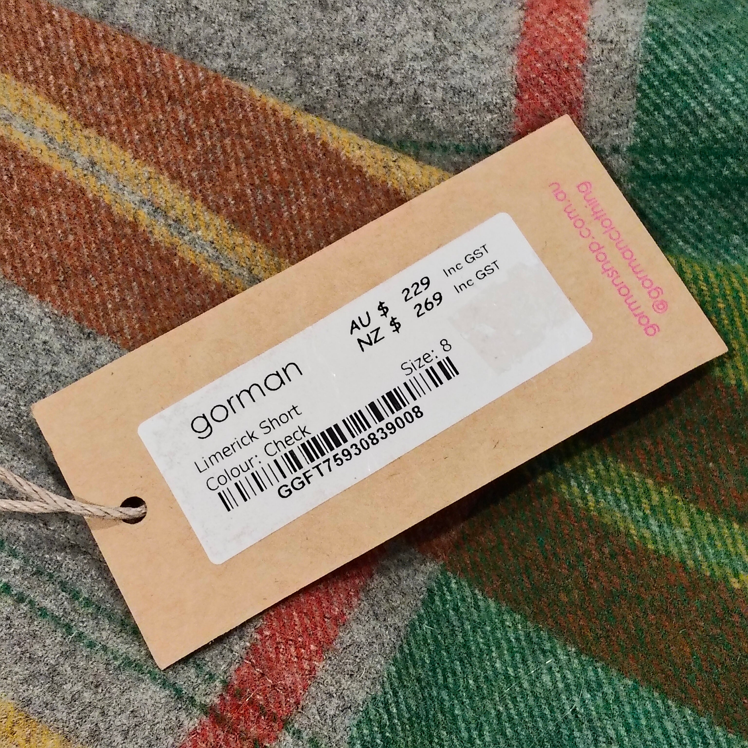 New GORMAN wool blend shorts size 8 Women RRP $269 Check Limerick