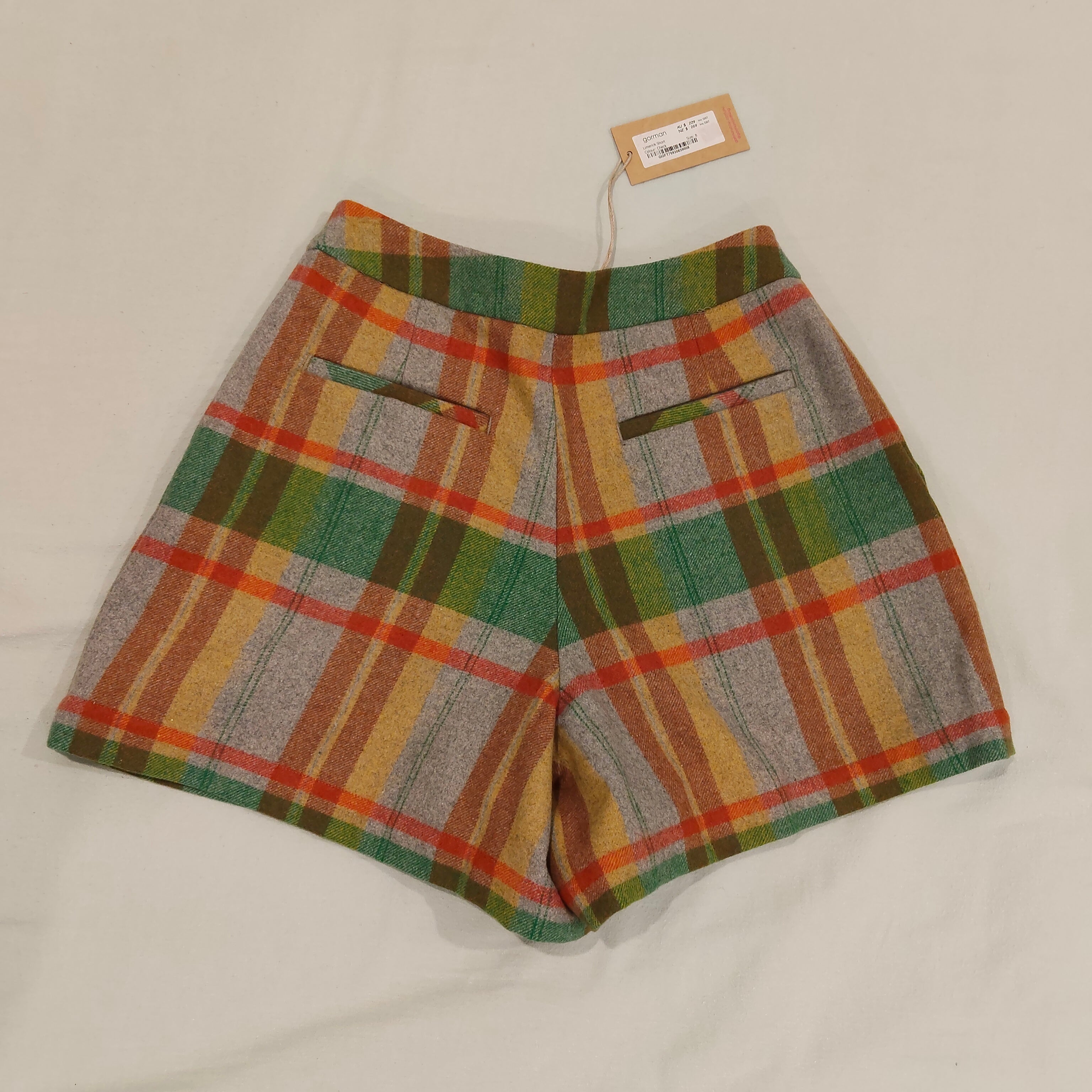 New GORMAN wool blend shorts size 8 Women RRP $269 Check Limerick