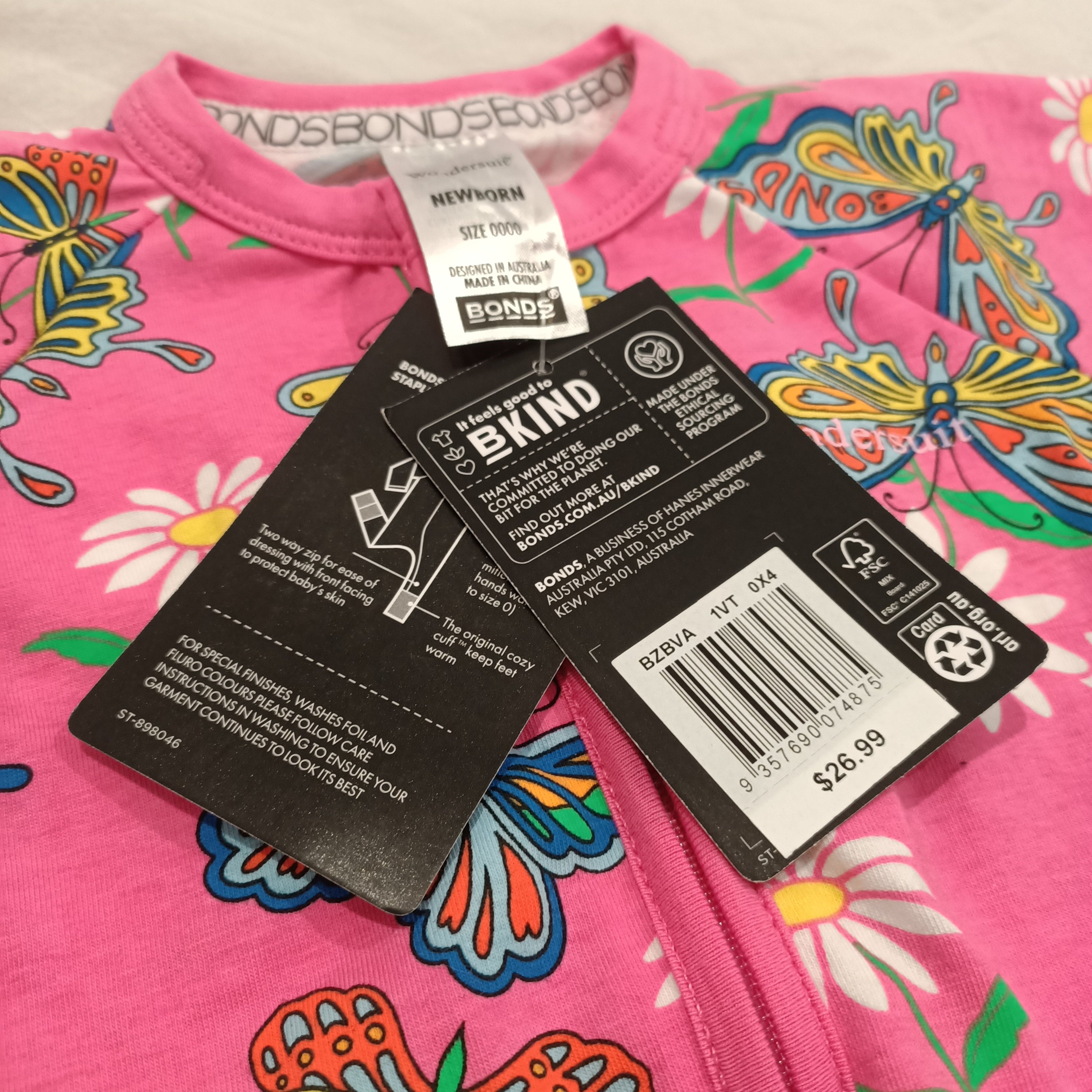 New BONDS Wondersuit size Newborn baby girls RRP $26.99