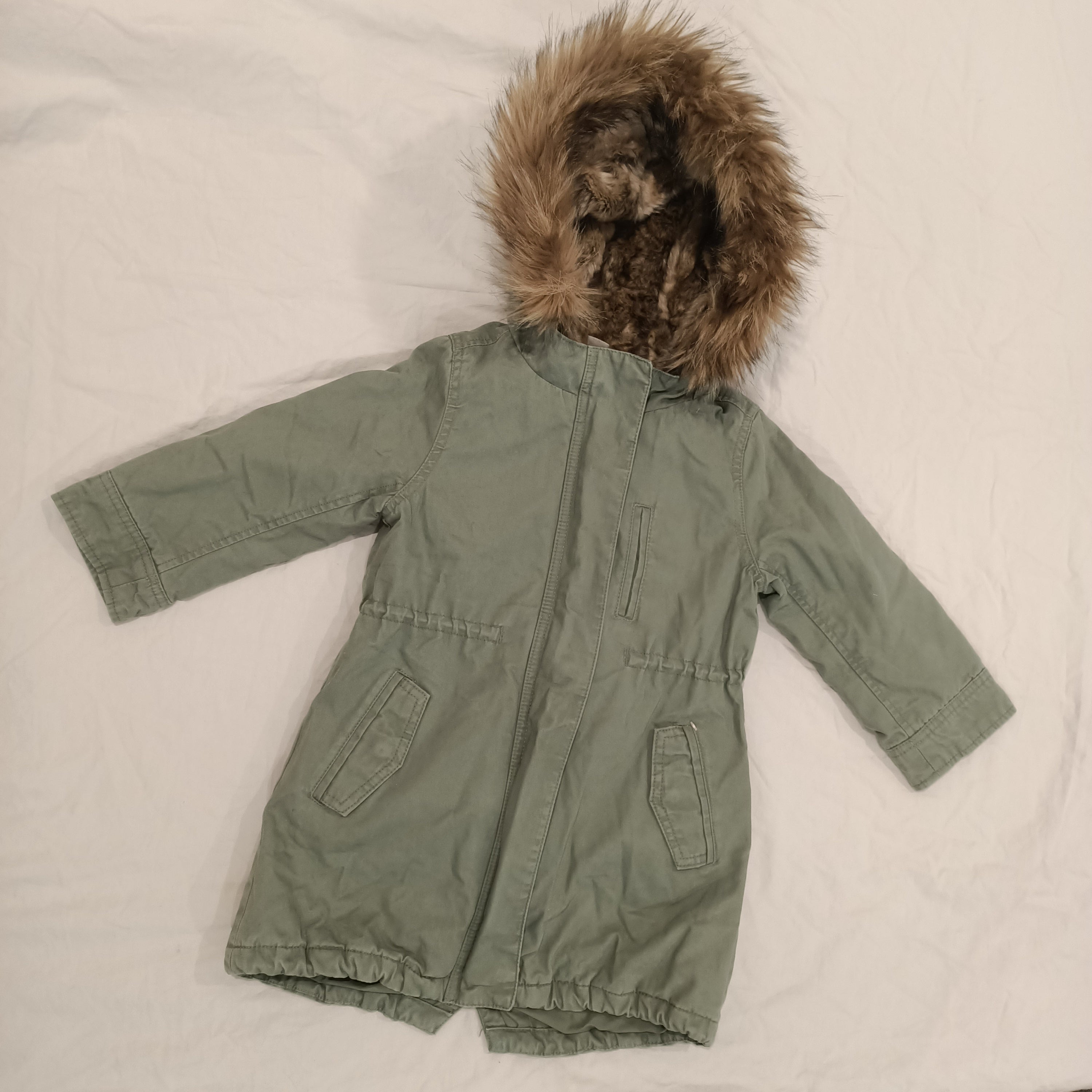 GAP baby 3-in-1 jacket size 4yrs toddler with removable fur vest unisex khaki green parka