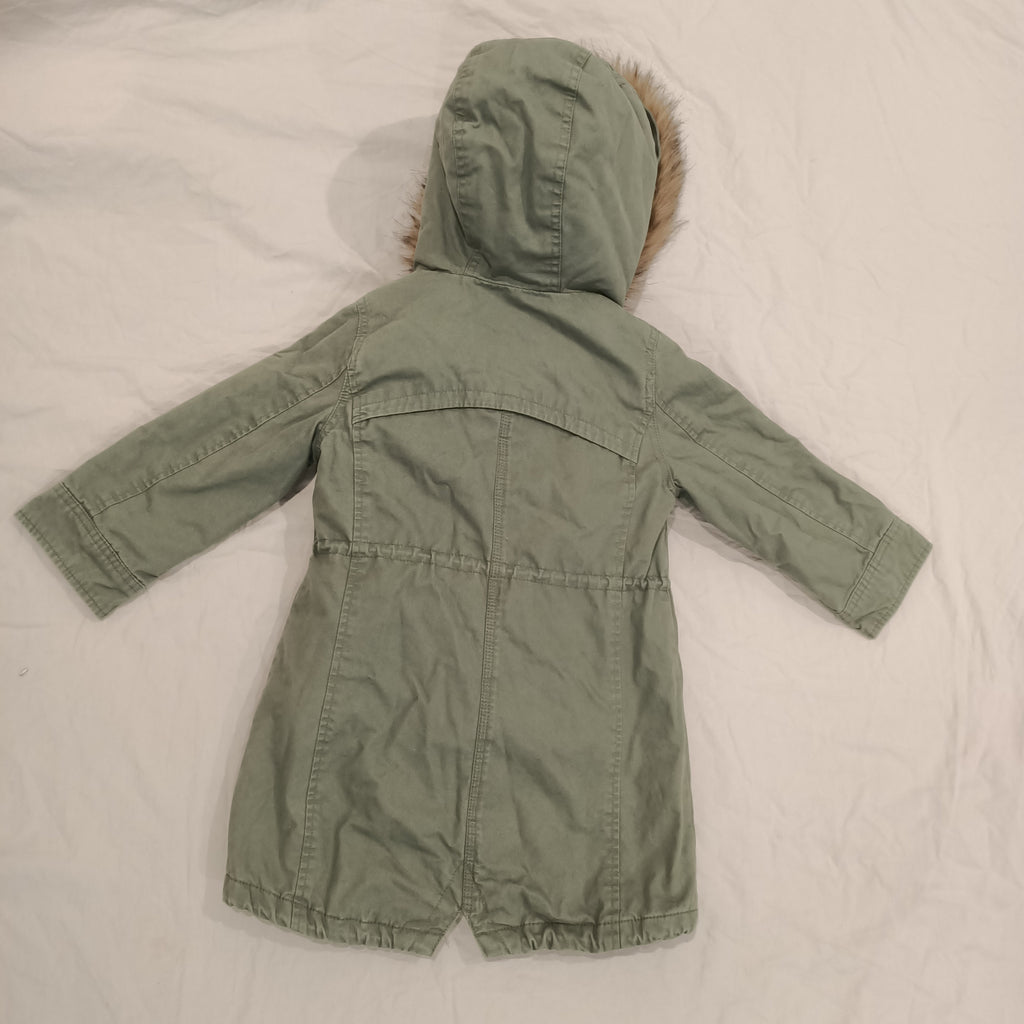 GAP baby 3-in-1 jacket size 4yrs toddler with removable fur vest unisex khaki green parka