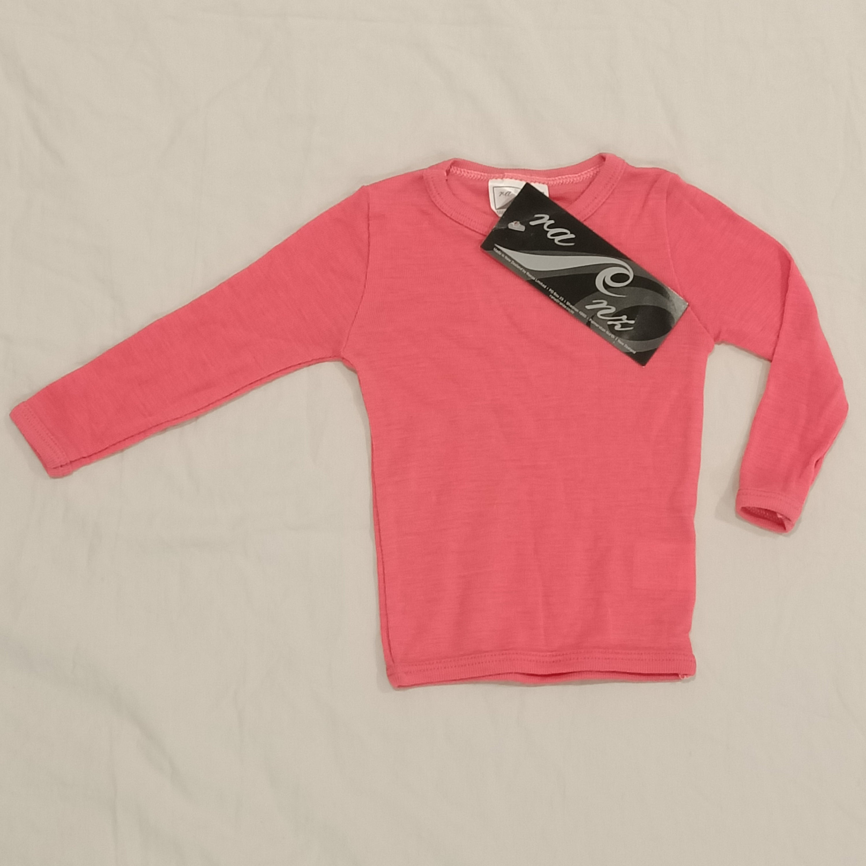 NEW RAZE 100% Merino top size 3m baby pink long sleeve Made in NZ