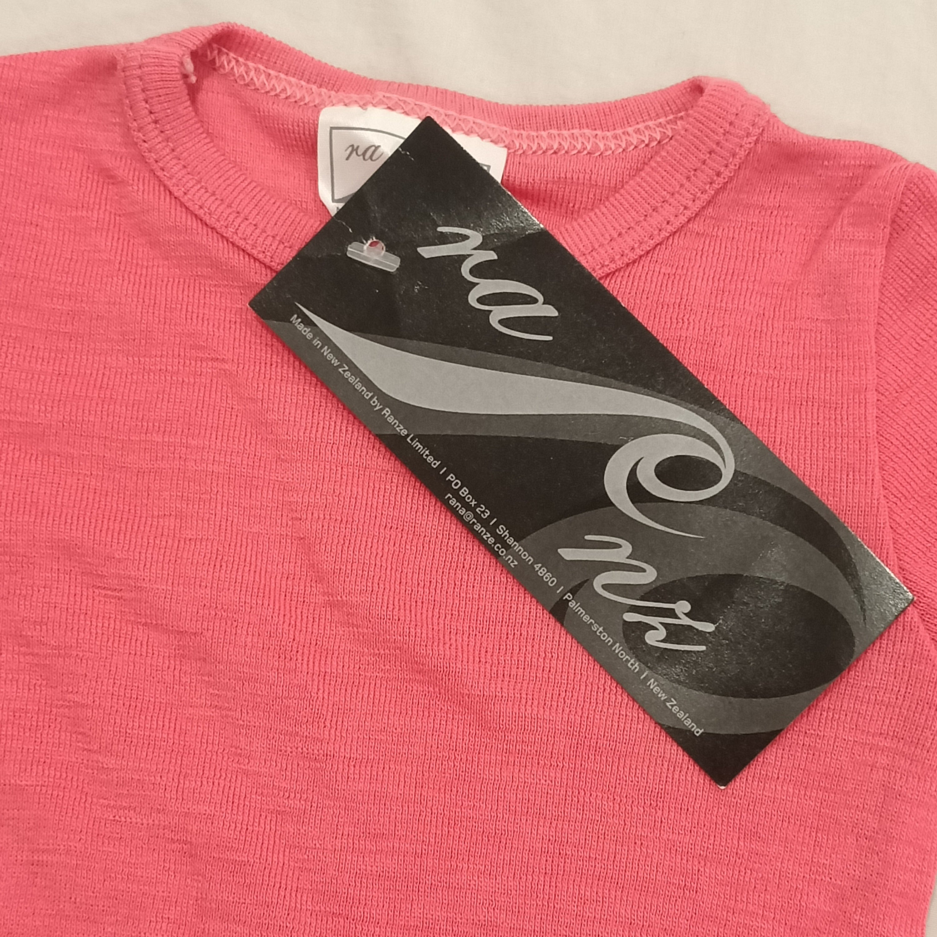 NEW RAZE 100% Merino top size 3m baby pink long sleeve Made in NZ