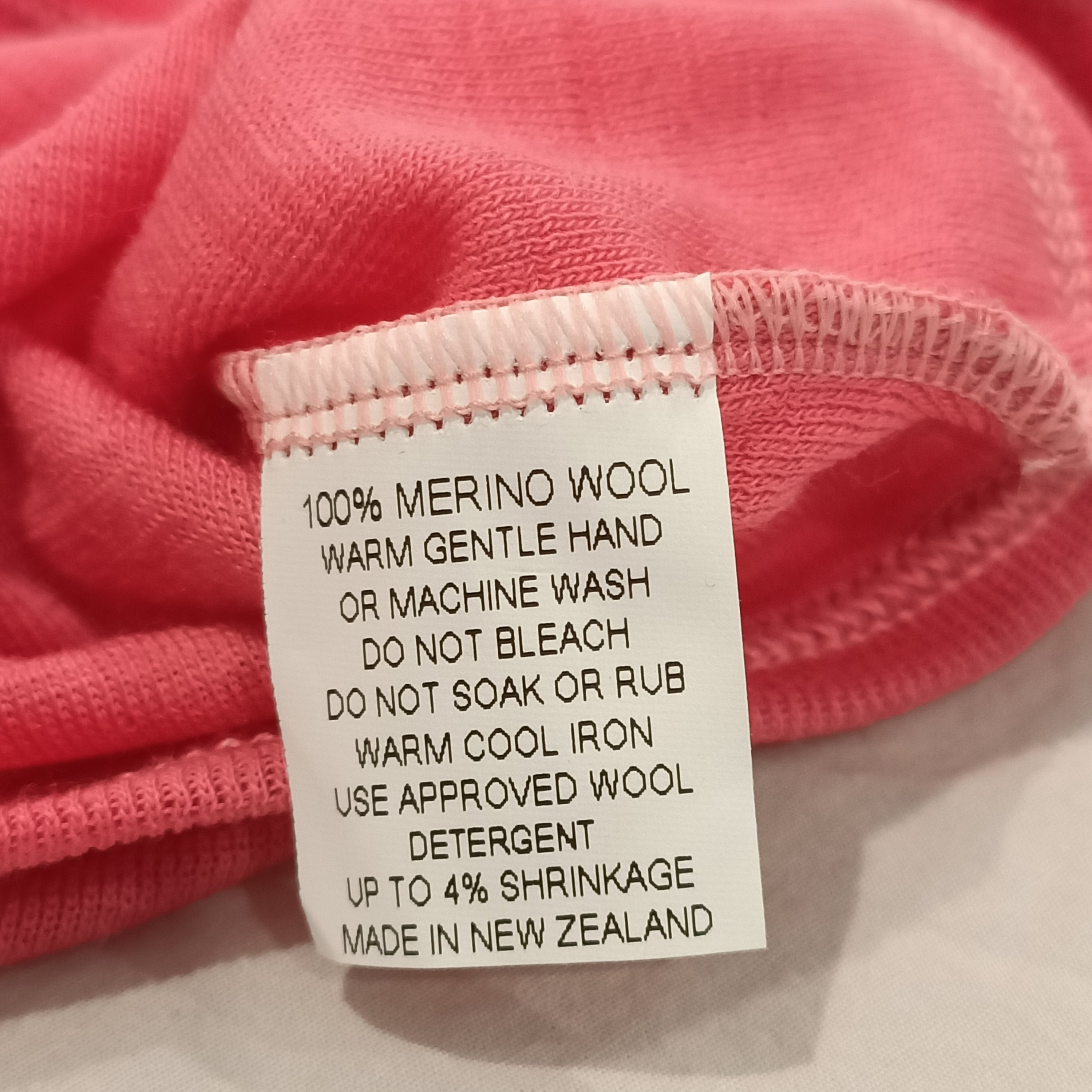New RAZEN 100% Merino top size 3m baby pink long sleeve Made in NZ