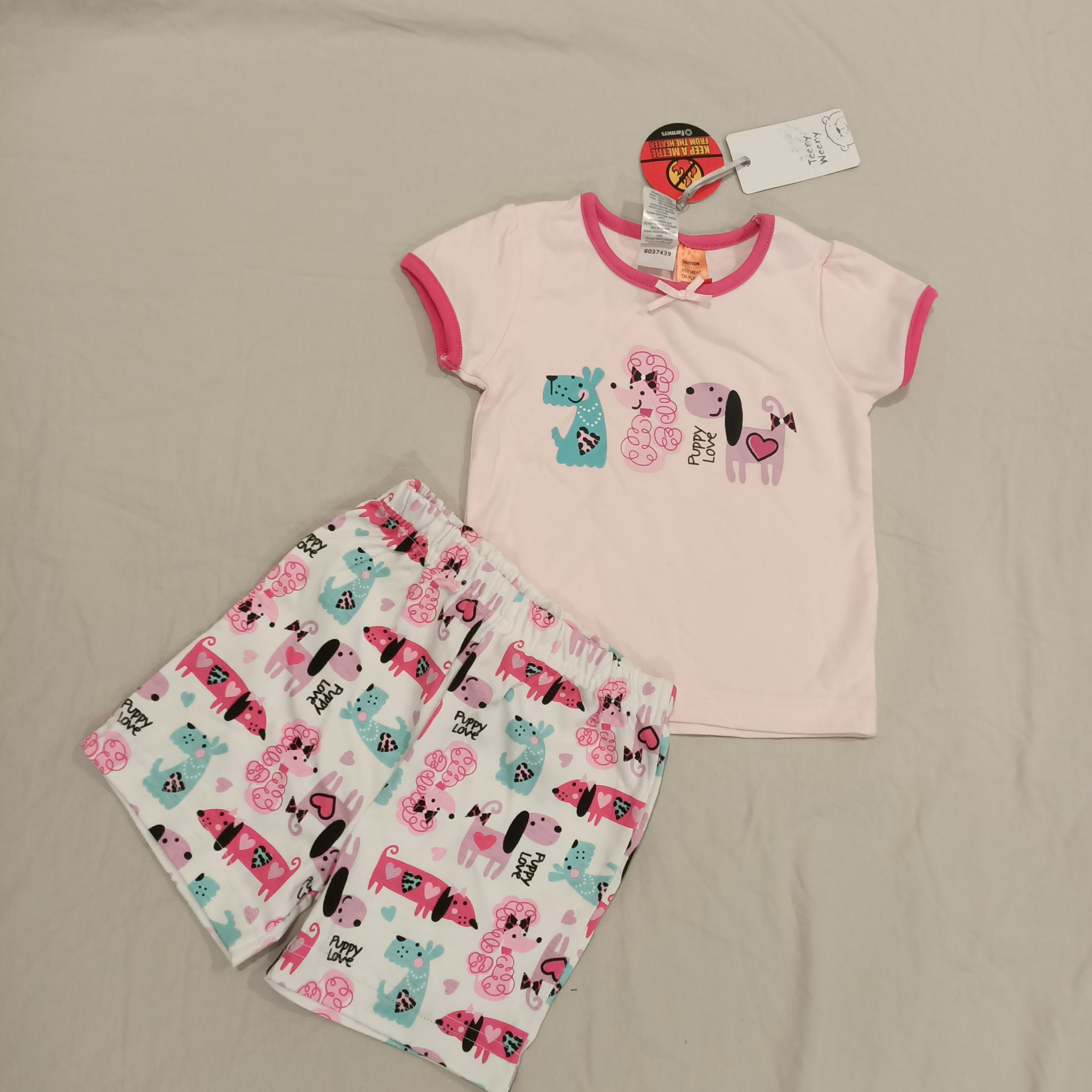 NEW Teeny Tweeny pyjama set size 12m baby girls Puppy Love